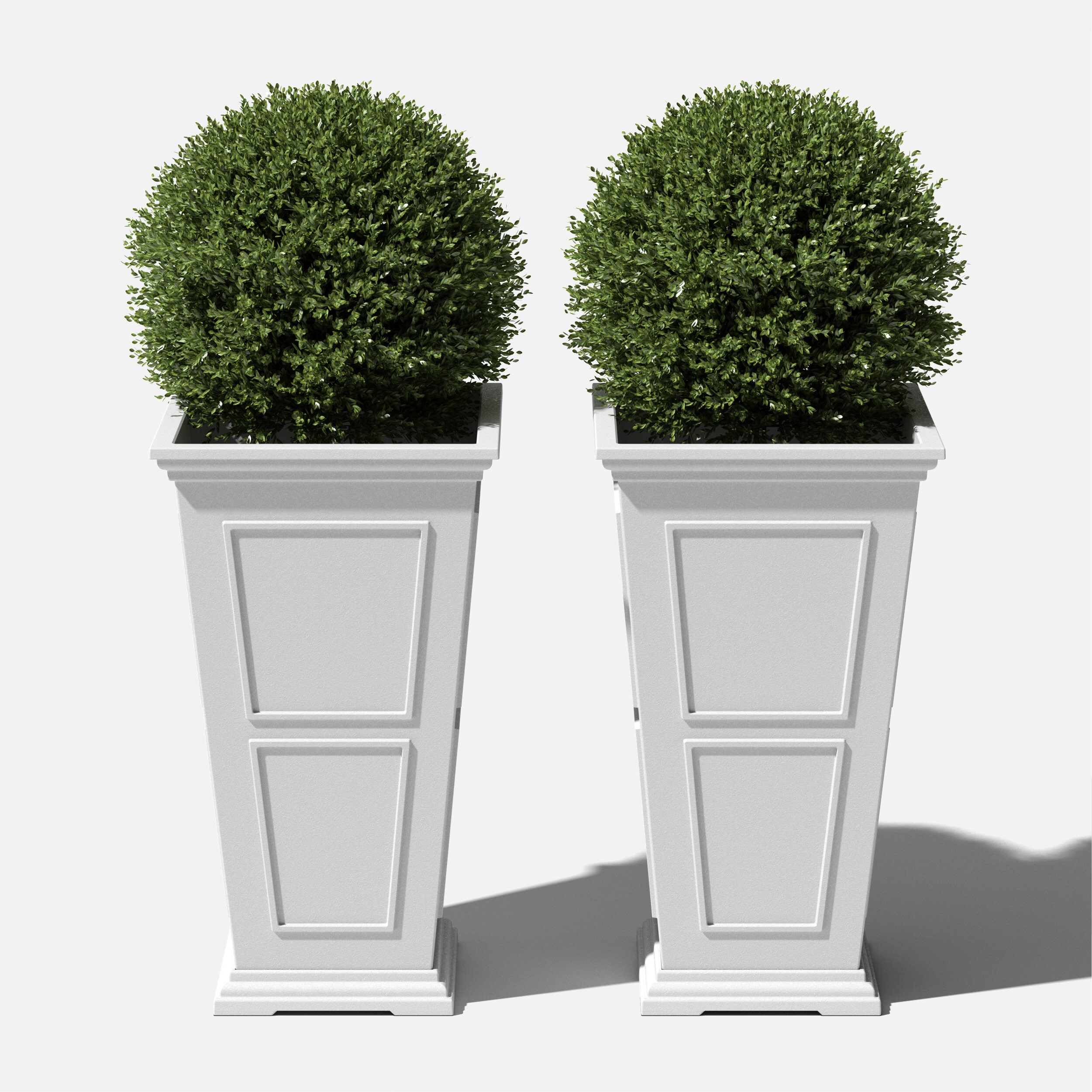 Brixton Tall White Recycled Plastic Planter 2-Pack 26"