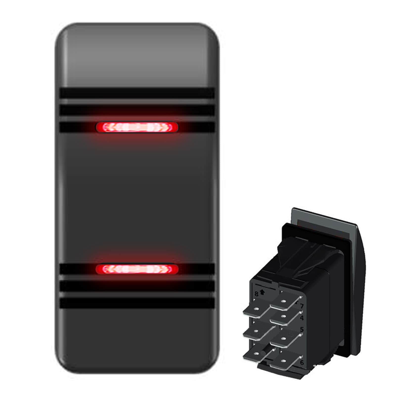 Vrbgify 7Pin Momentary Rocker Switch On Off On DPDT Red LED Waterproof ...