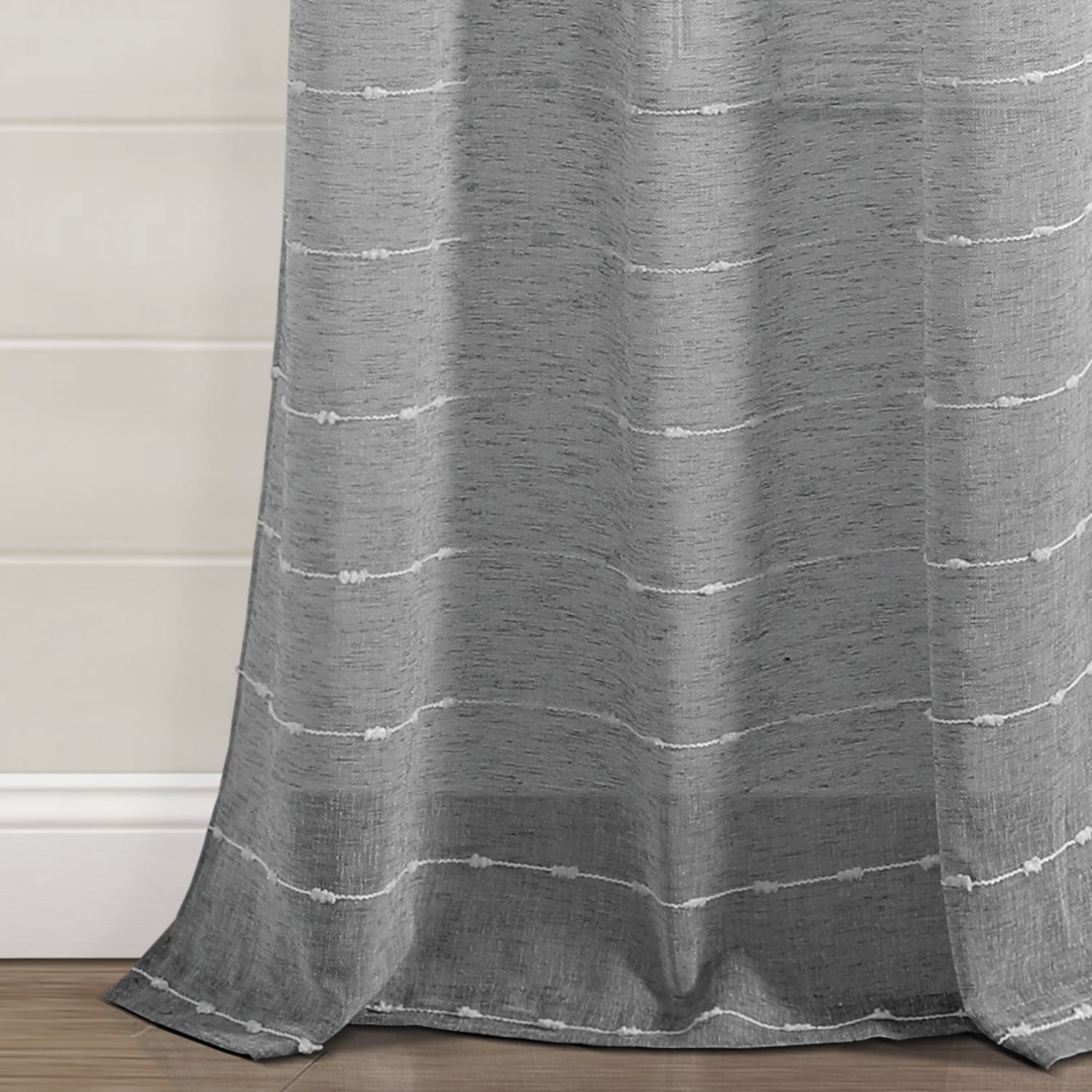 Dark Gray Sheer Polyester Grommet Window Curtain Panels, 38"W x 84"L