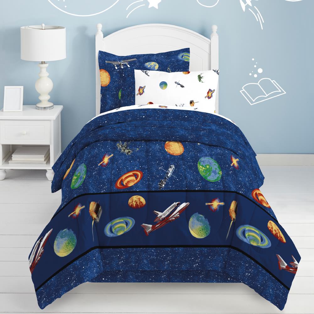nEw 5pc Outer SPACE ROCKET Ship TWIN BED-IN-BAG Children Planet Galaxy Bedding 
