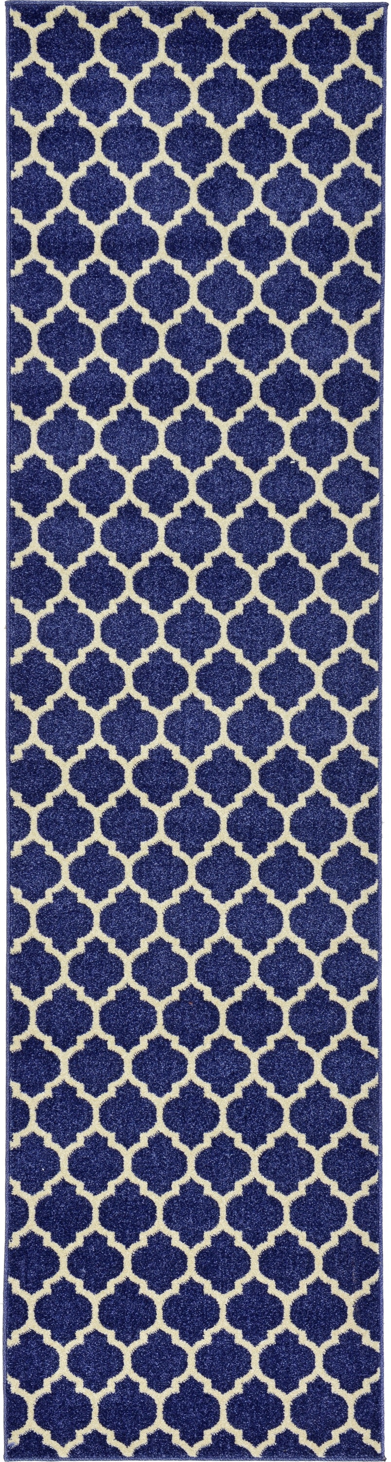 Unique Loom 3116708 Philadelphia Trellis 3 x 10 (ft) Loomed Polypropylene Navy Blue/Beige Rectangular Indoor Geometric Industrial Runner rug