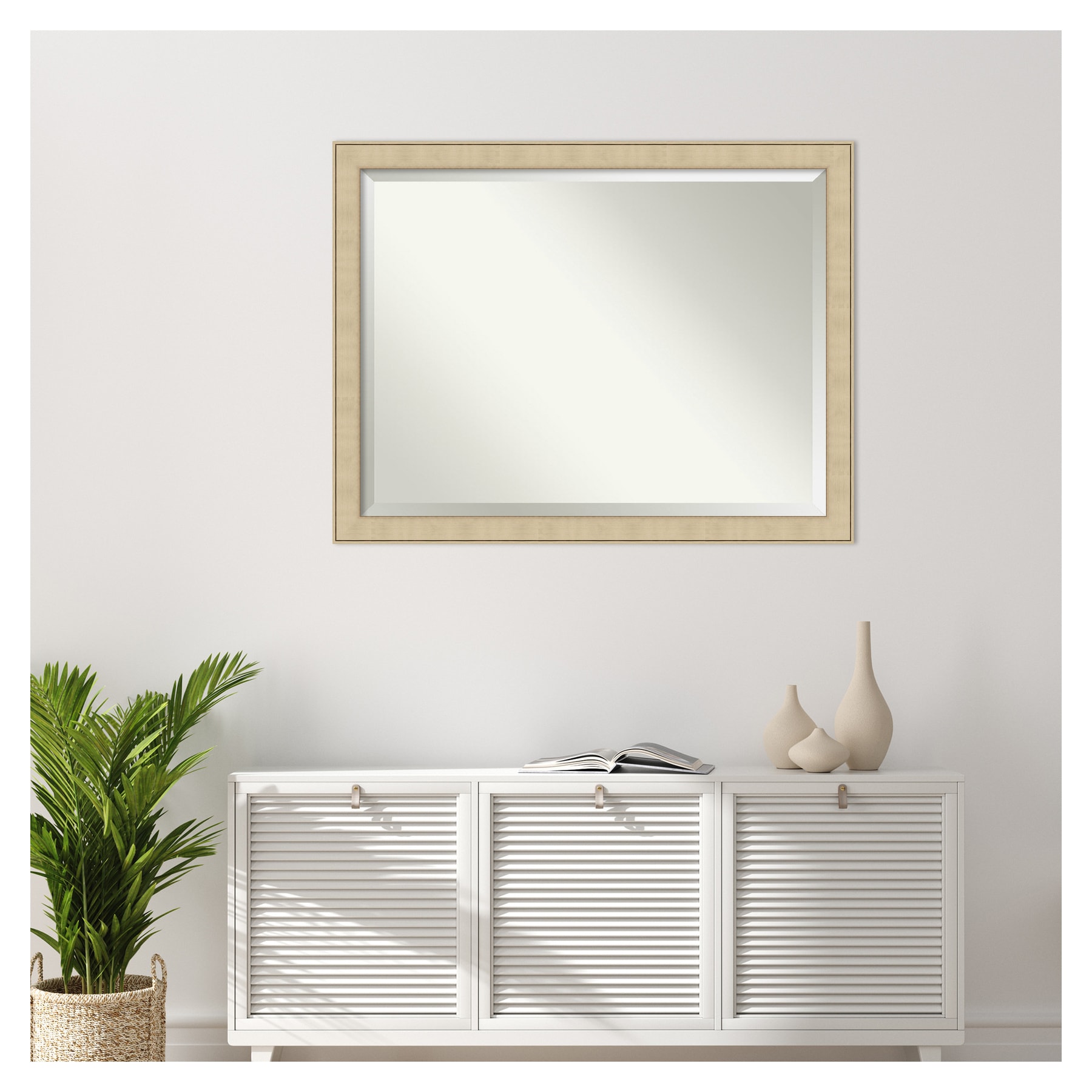 Classic Honey Silver Rectangular Full-Length Wall Mirror 34" x 44"
