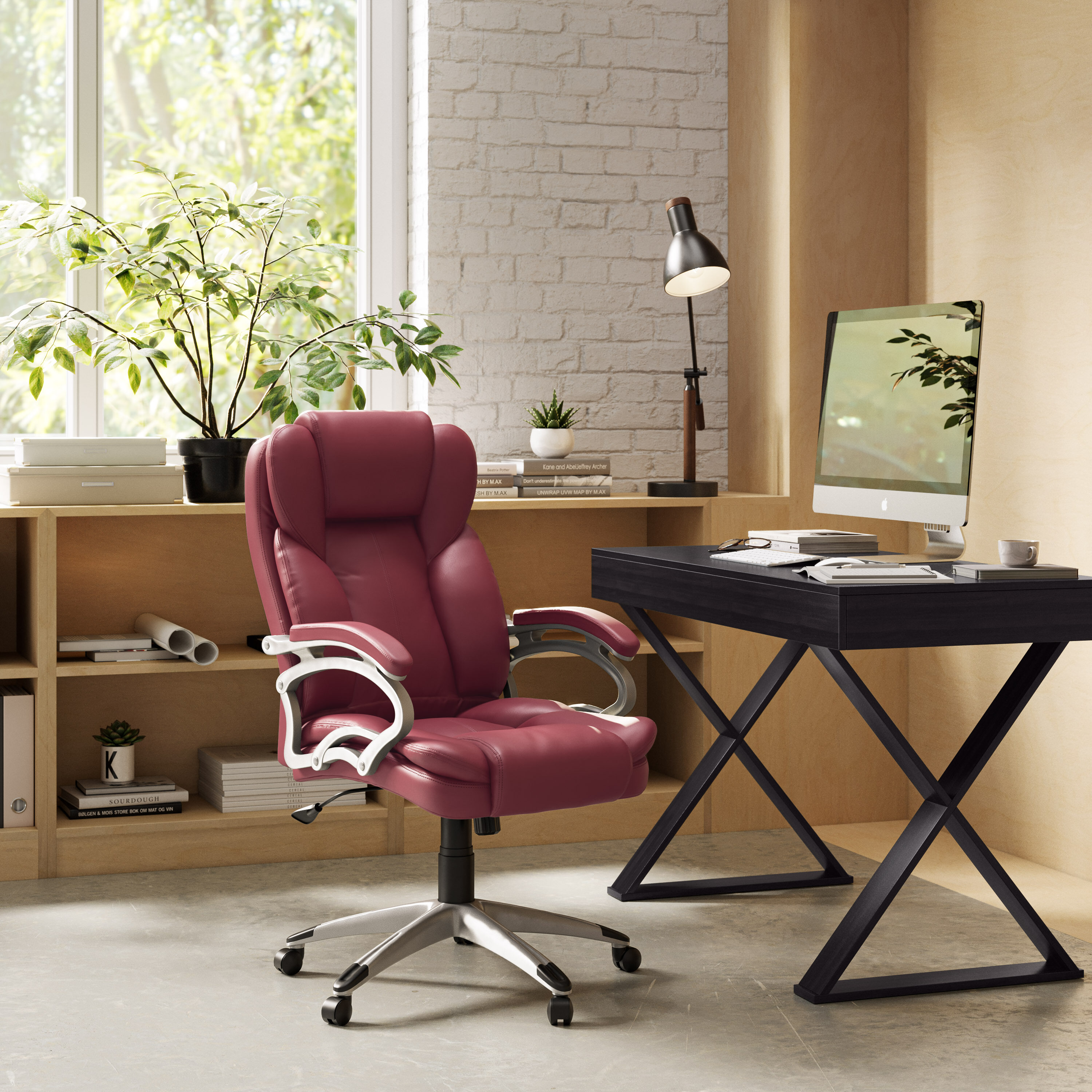 CorLiving Workspace Brick Red Contemporary Adjustable Height