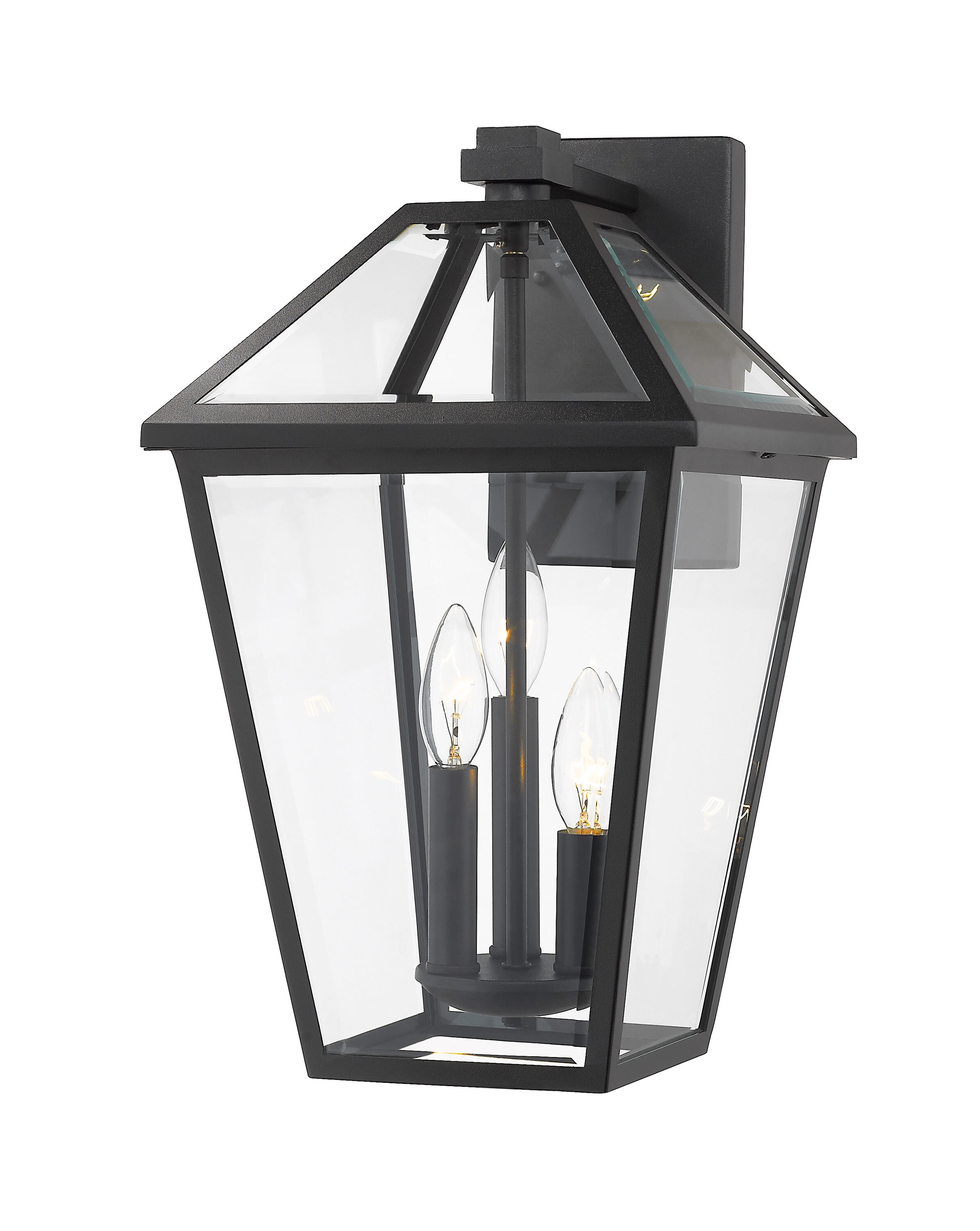 Black Dimmable Lantern Style Outdoor Wall Sconce