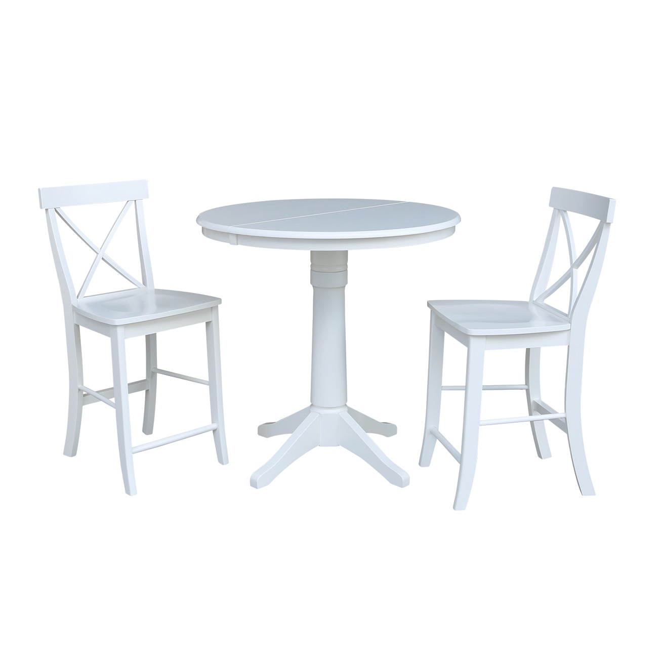 International Concepts K08-36RXT-27B-S6132 White Traditional Dining Room Set with Round Table (Seats 2)