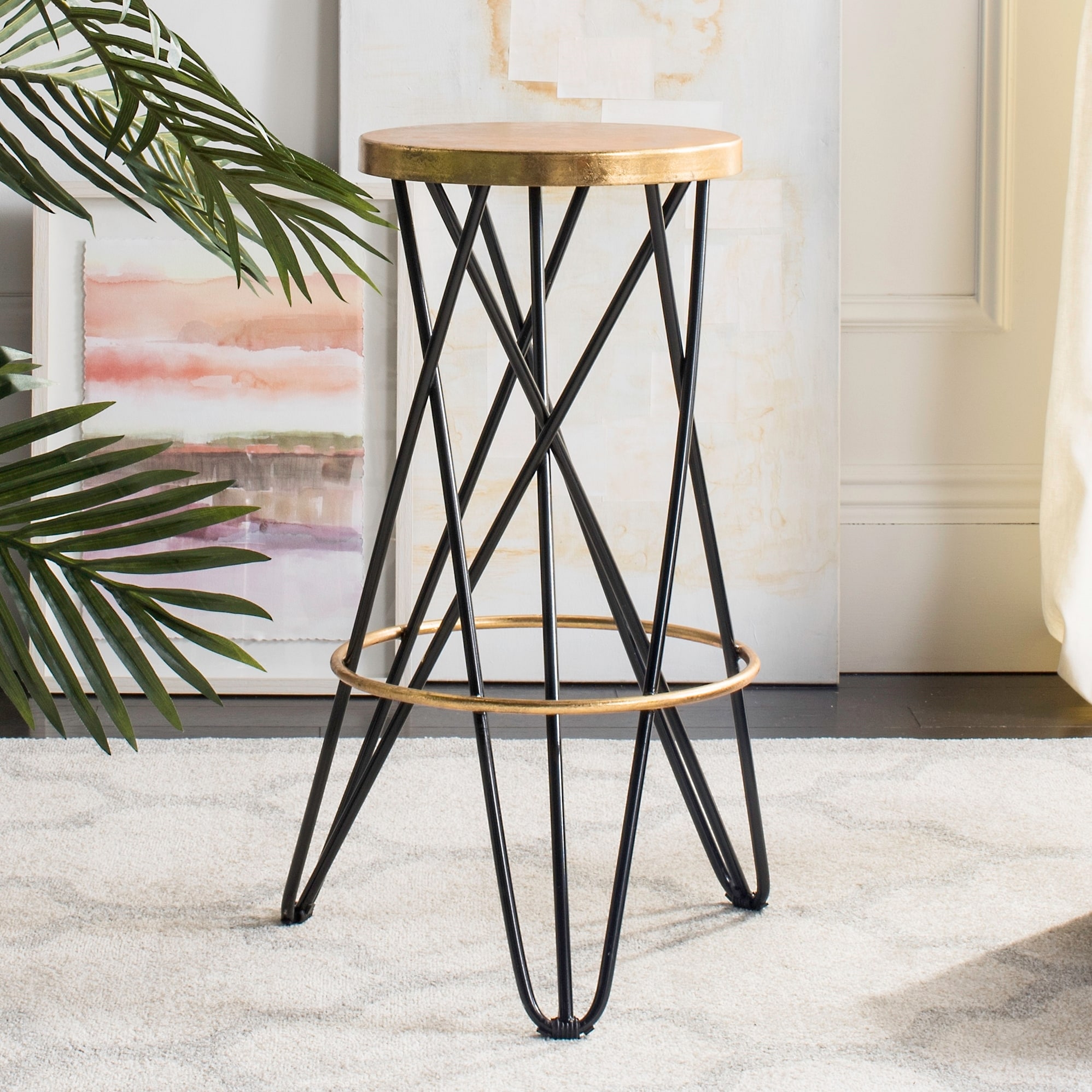 Lorna Black and Gold Hairpin Leg Bar Stool