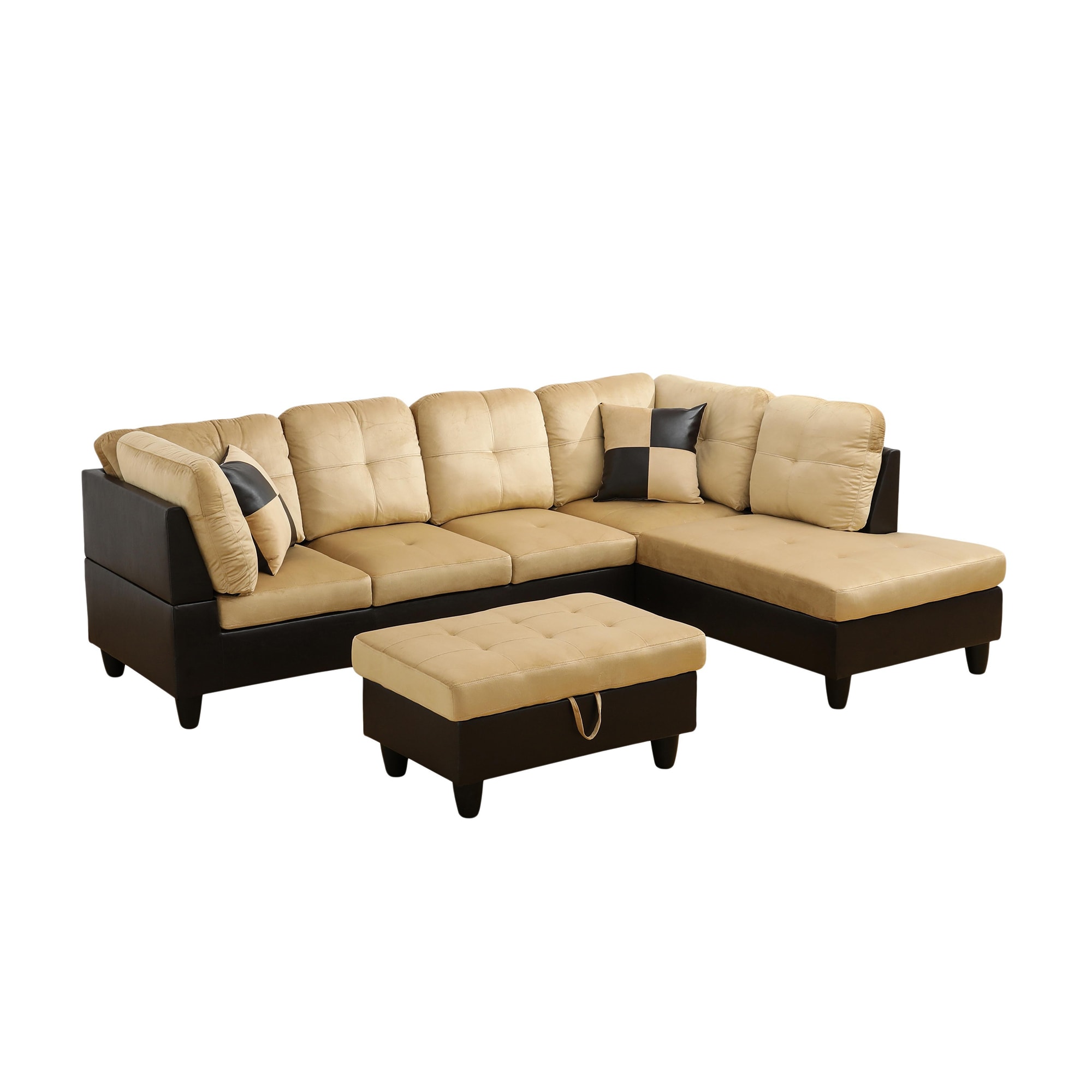 Clihome Storage Sectional Sofa 74.5-in W Modern Beige 6-seater Storage Sectional