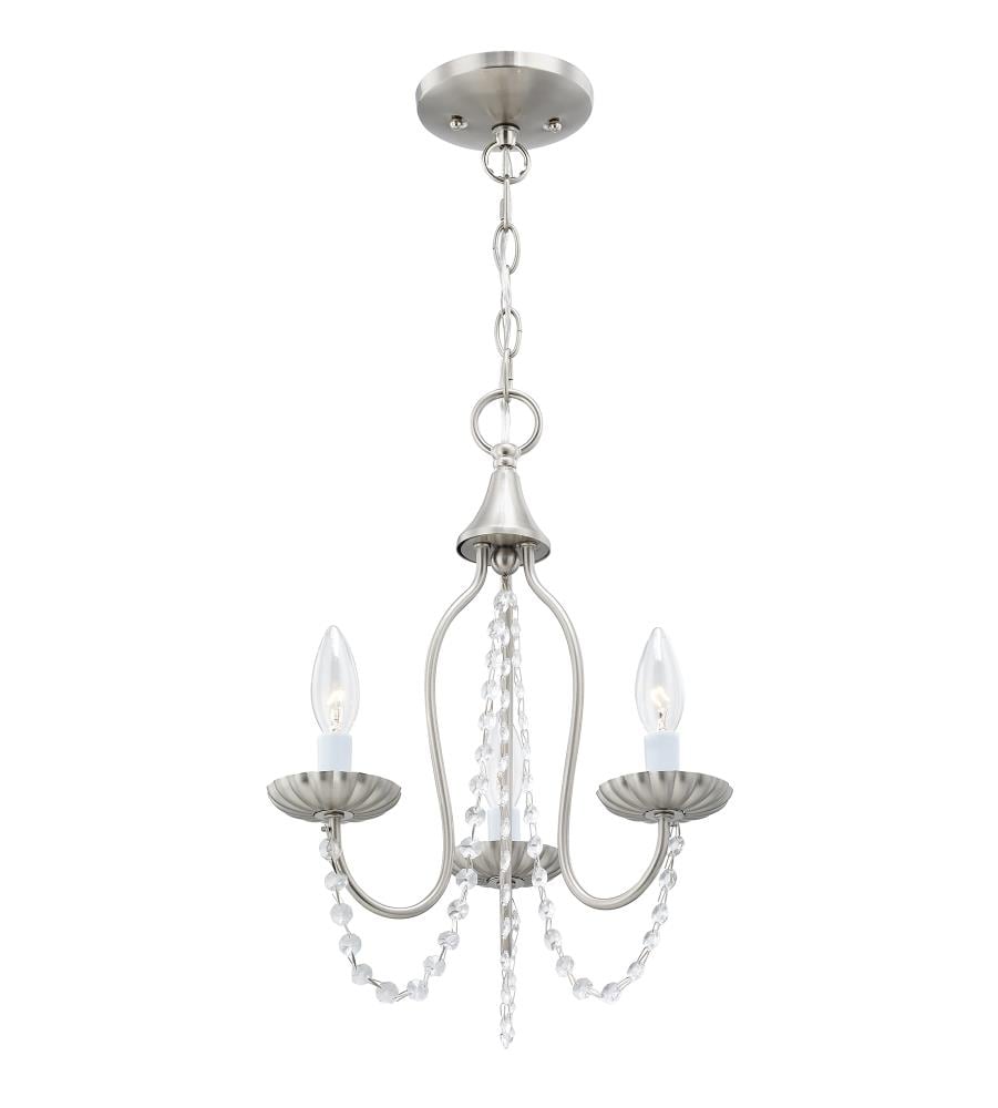 Alessia Brushed Nickel 3-Light Mini Chandelier with Crystal Accents