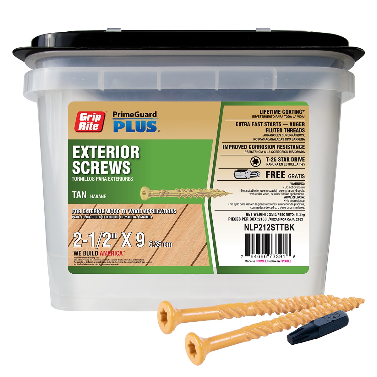 Grip-Rite PrimeGuard Plus #9 x 2-1/2-in Wood To Wood Deck Screws (2163) NLP212STTBK Uae Electronic uaeelectronic.com