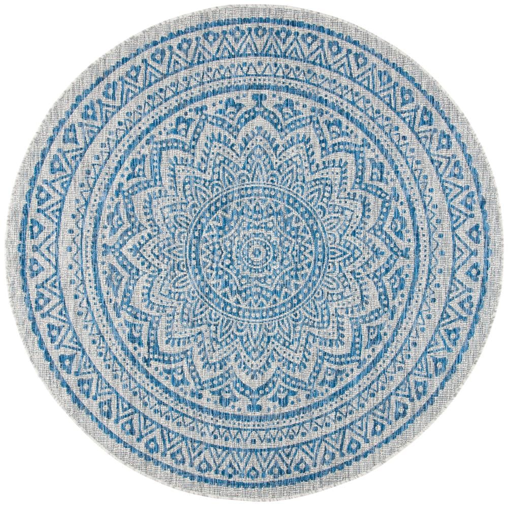 Blue Boho Floral Round Outdoor Area Rug, Kirklands Home, 56% OFF