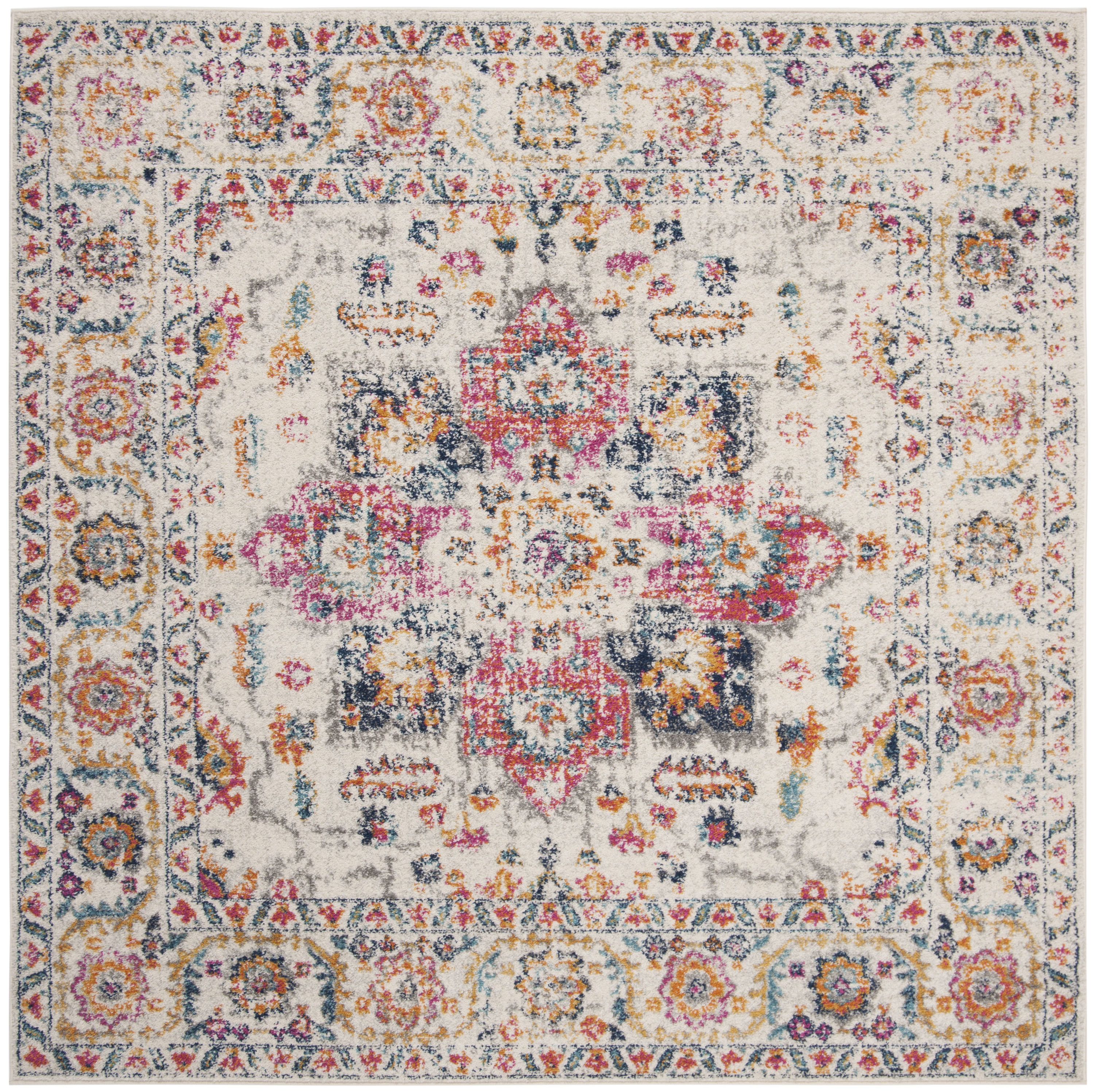 Safavieh MAD603R-8SQ Madison 8 x 8 (ft) Loomed Synthetic Fuchsia/Ivory Square Indoor Distressed/Overdyed Vintage Area rug