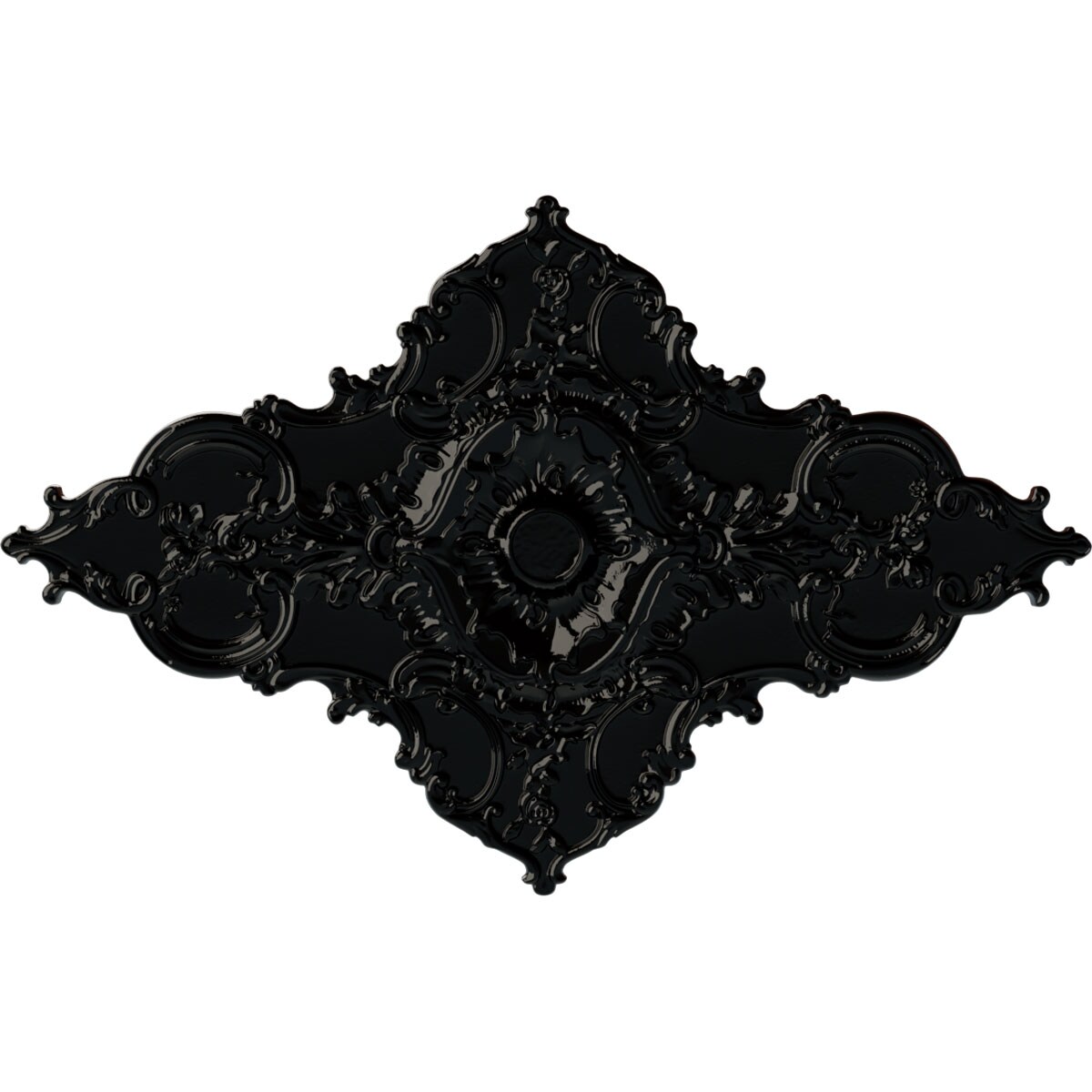 Ekena Millwork CM70X43MLBPS Melchor Diamond 67.25-in W x 43.325-in L Painted Black Pearl Polyurethane Whole Ceiling Medallion