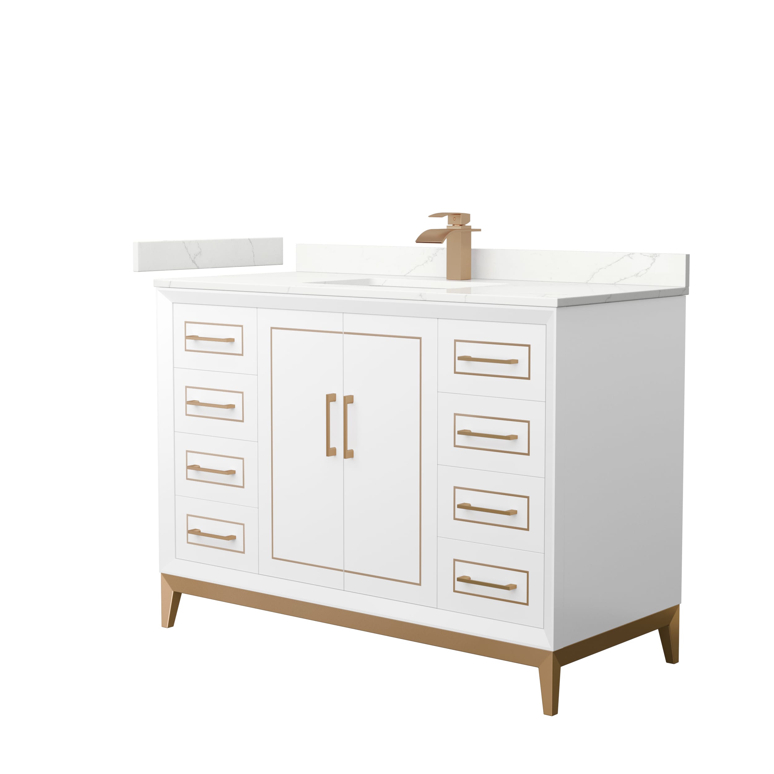 Wyndham Collection WCH515148SWZGTUNSMXX Marlena 48-in White Undermount Single Sink Bathroom Vanity with Giotto Quartz Top