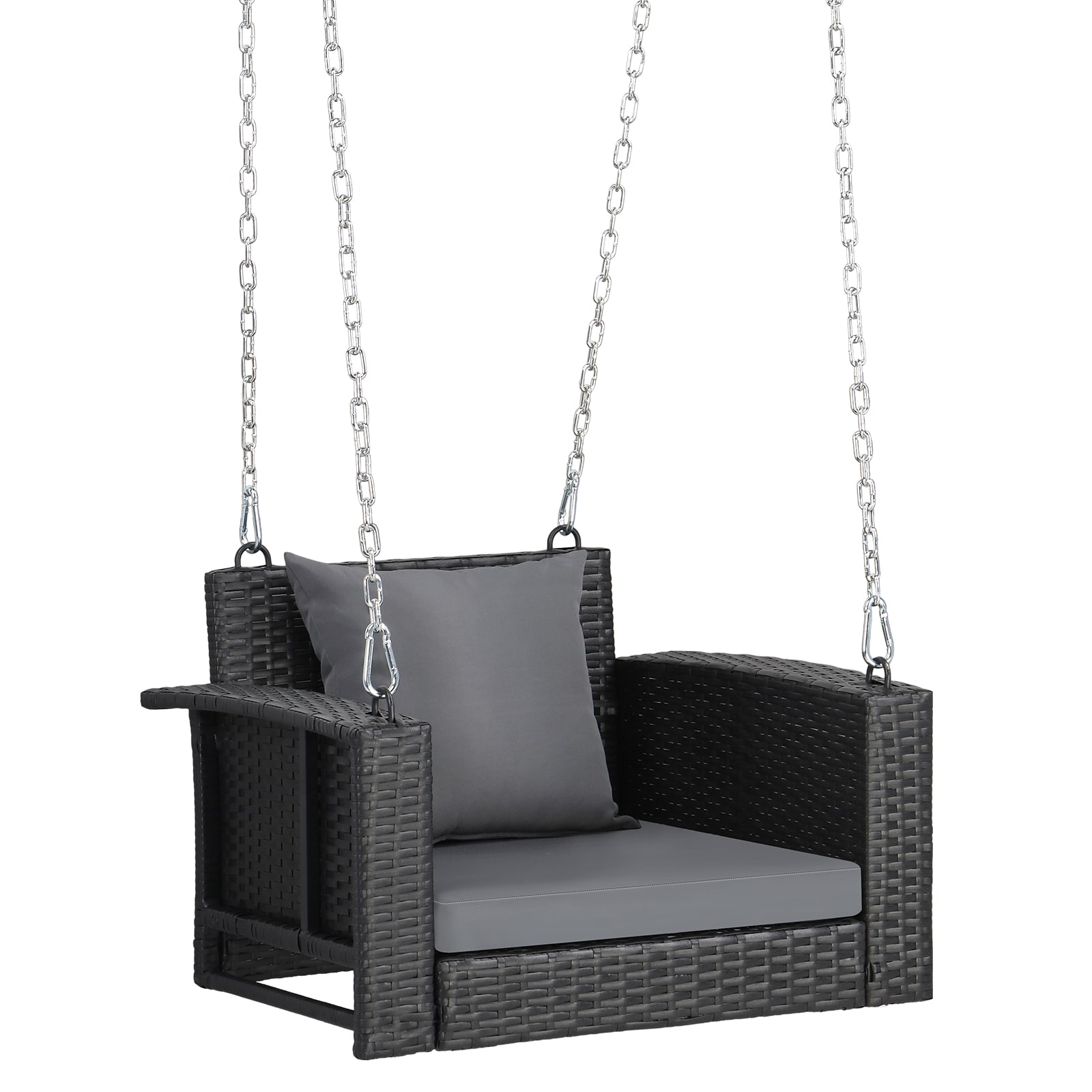 Winado 1 -person Black Steel Outdoor Swing
