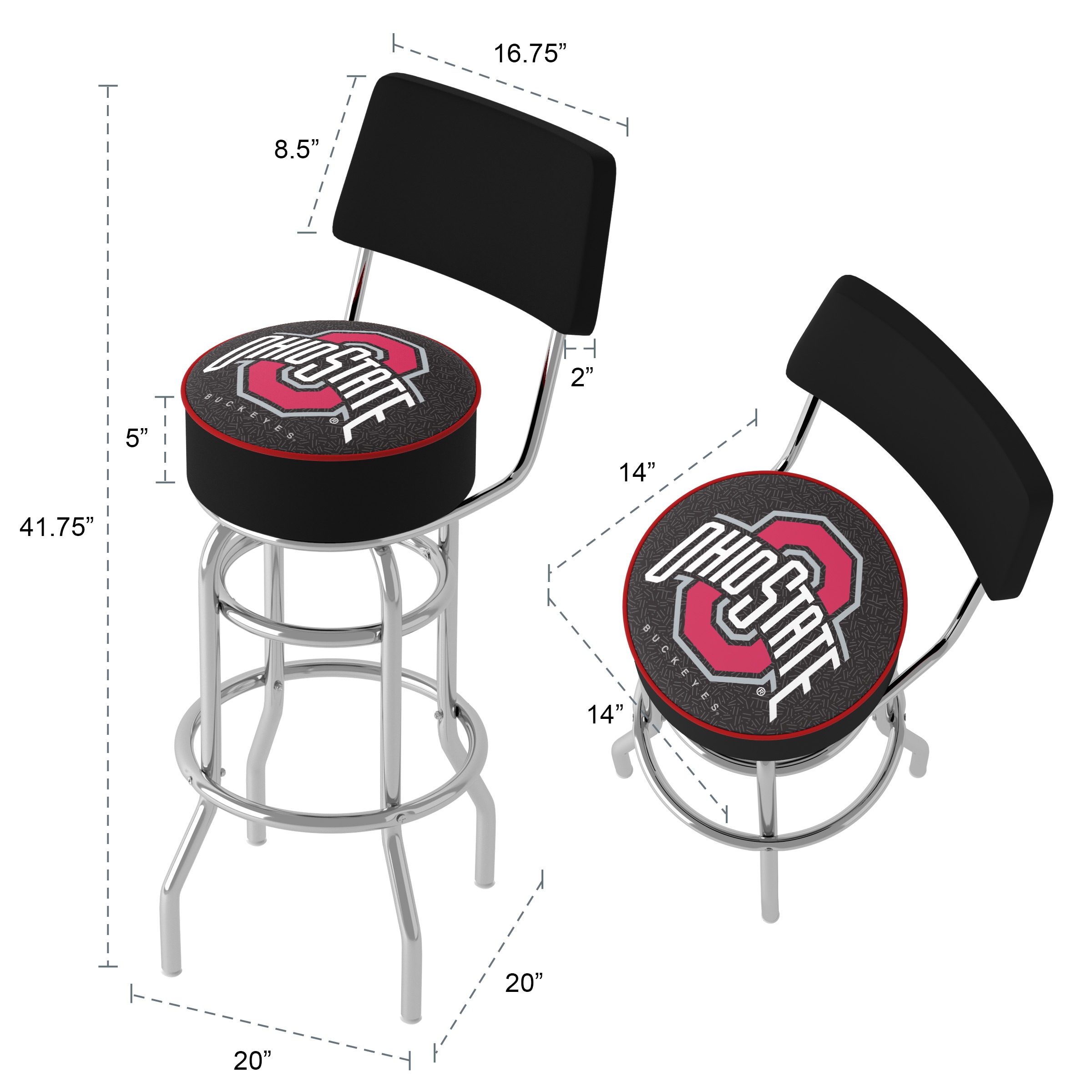 Trademark Gameroom LRG1100-OSU-BLK stools - View #6