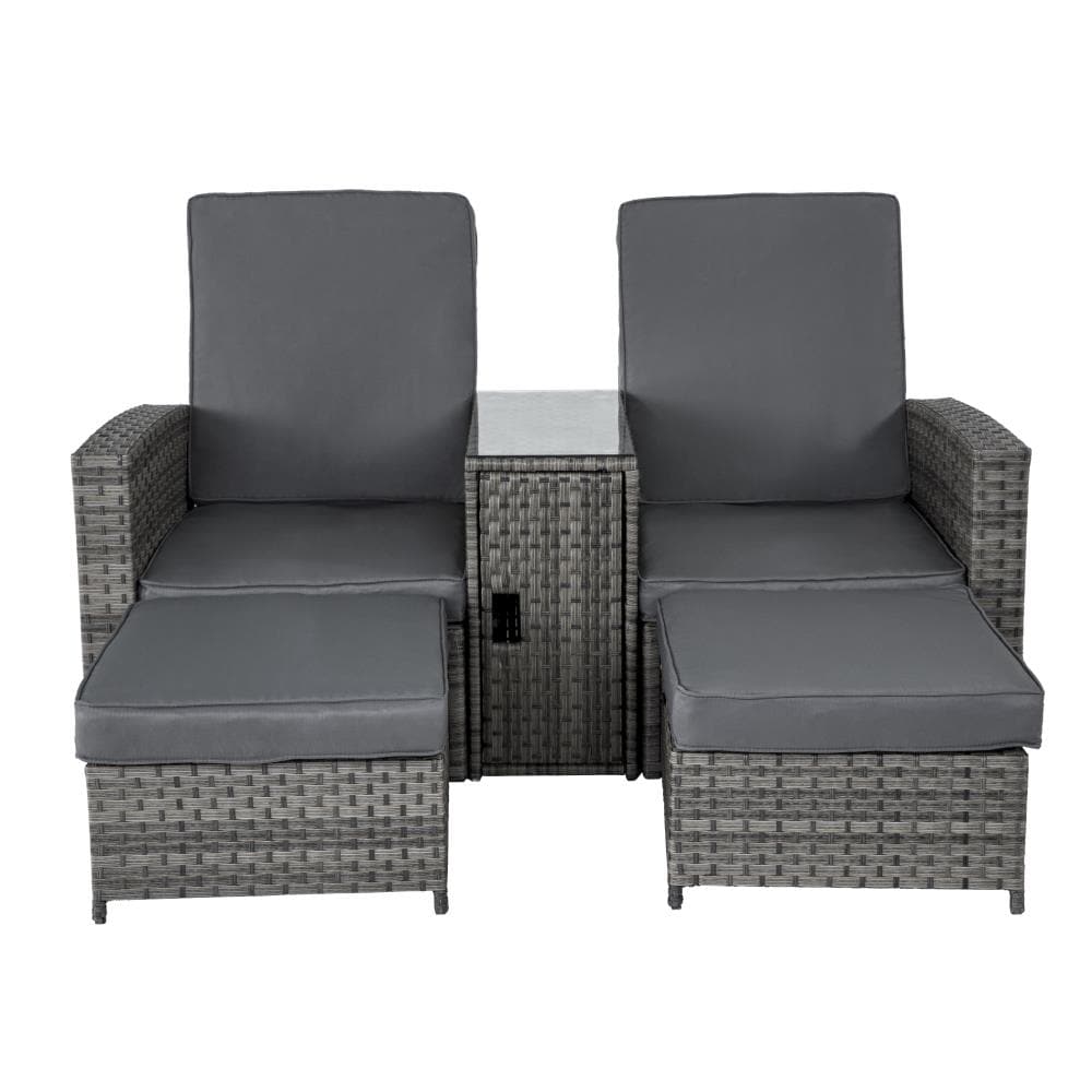 FOREST HOME FRQ009-BR-GY Wicker Outdoor Sofa with Gray Cushion(S) and Steel Frame