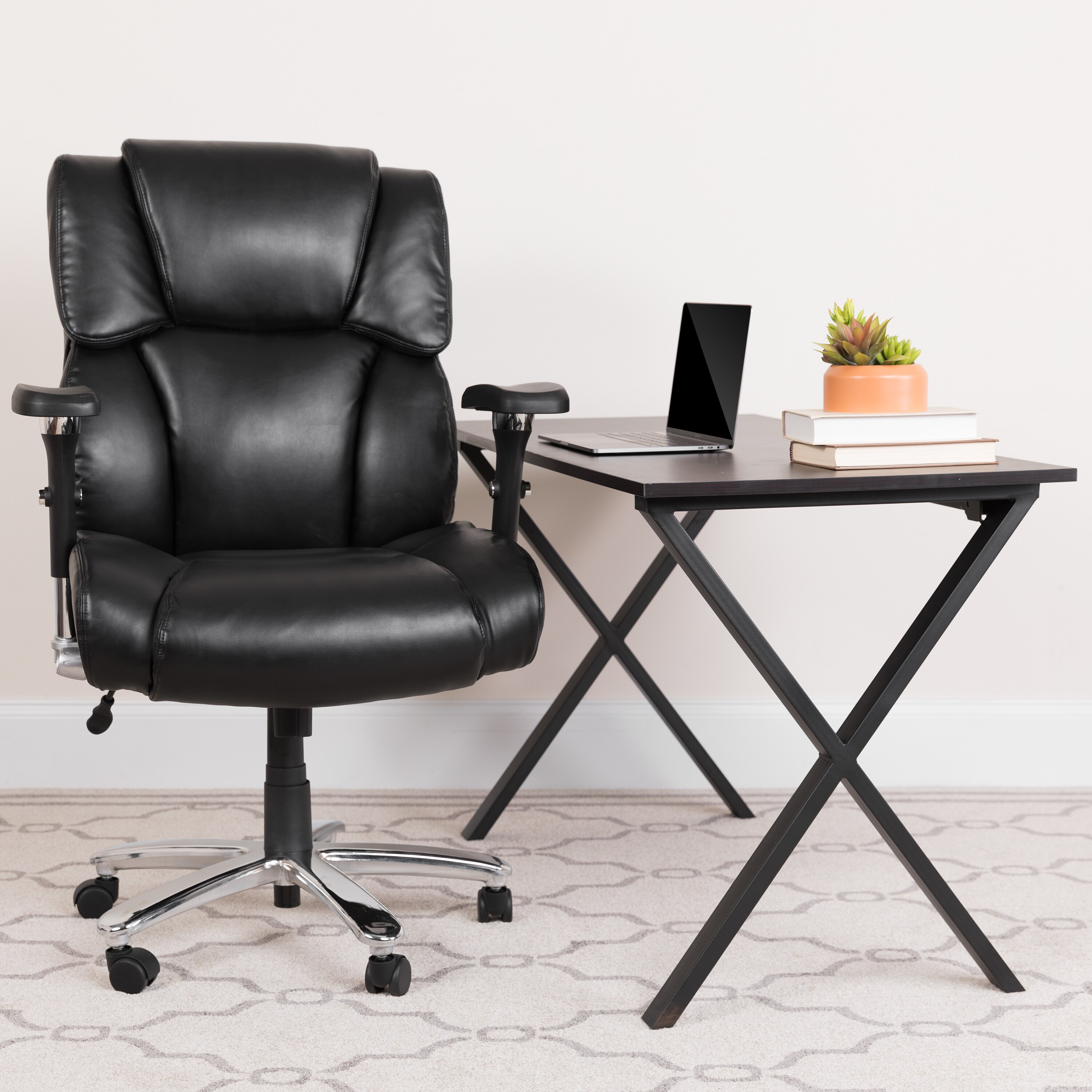 Flash Furniture Black Leather Contemporary Adjustable Height Swivel Faux  Leather Desk Chair