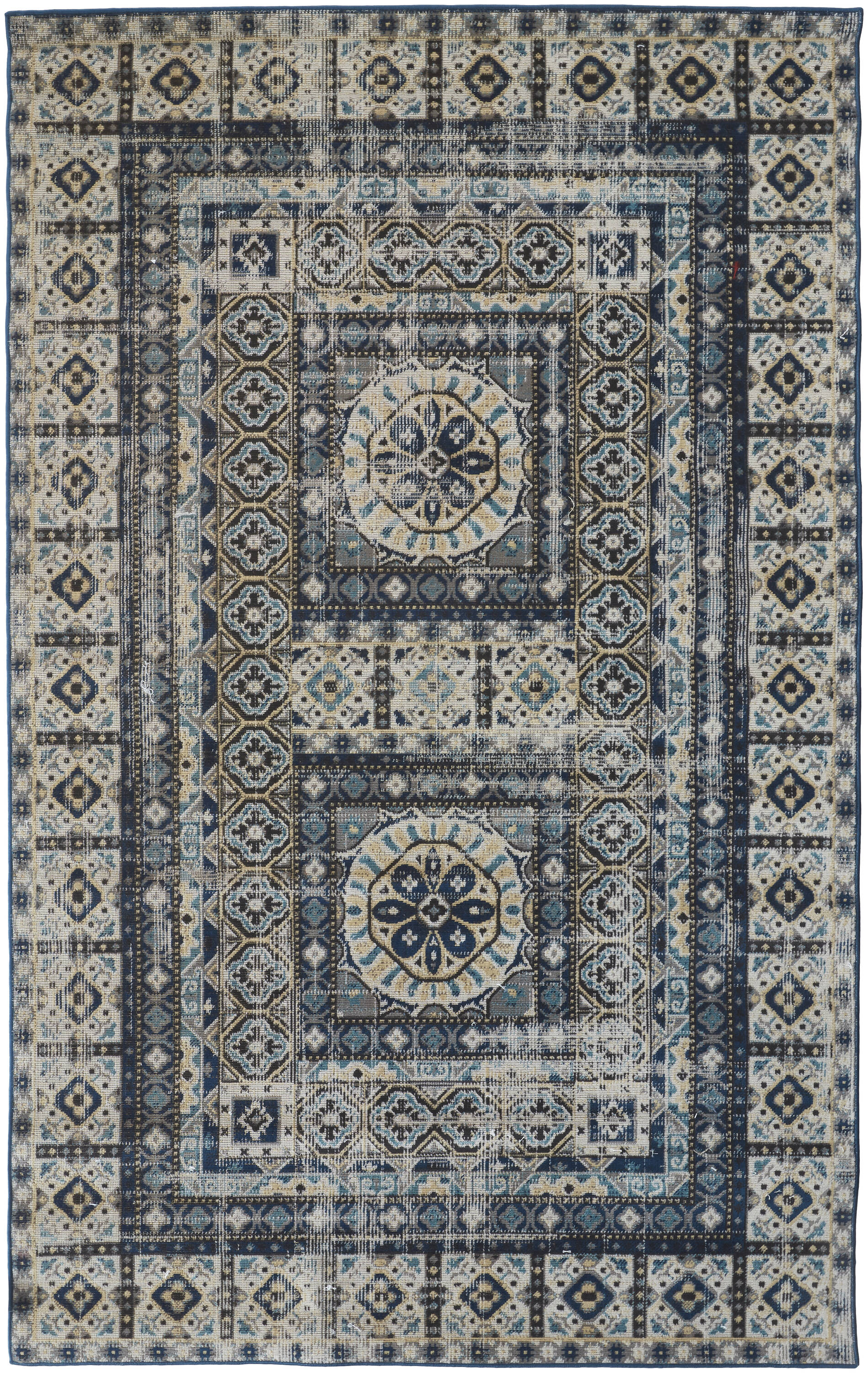 Room Envy NOLR39BYGRYBLUH13 10 x 13 (ft) Loomed Polypropylene Ivory/Tan/Blue Rectangular Indoor Medallion Area rug