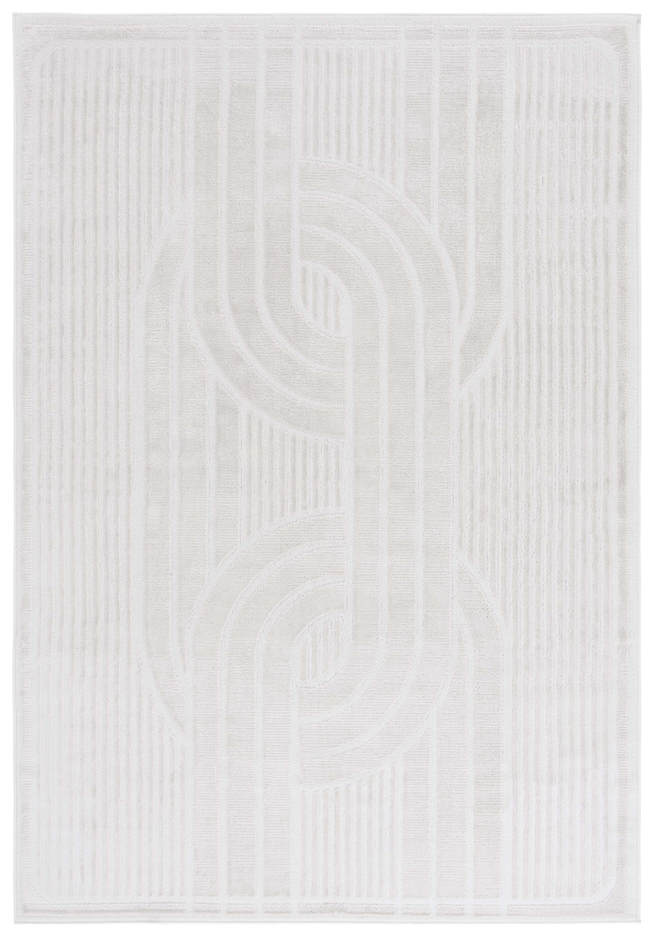 Safavieh AHW804A-8 8 x 10 (ft) Loomed Ivory/Ivory Rectangular Indoor Geometric Mid-Century Modern Pet Friendly Area rug