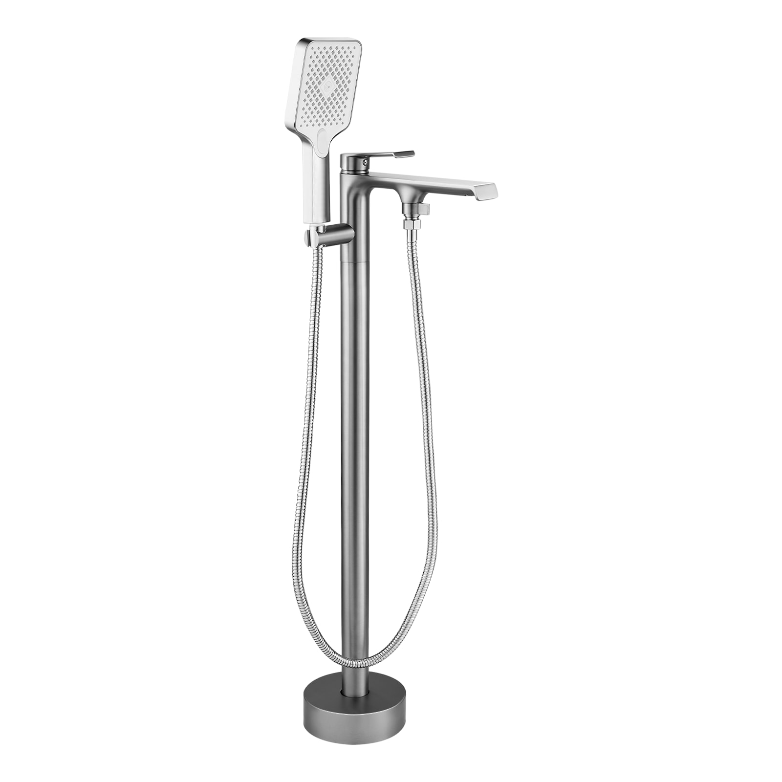 FURUISI LL14A1SS Stainless Steel 1-handle Freestanding High-arc Bathtub Faucet with Hand Shower ( Valve Included )