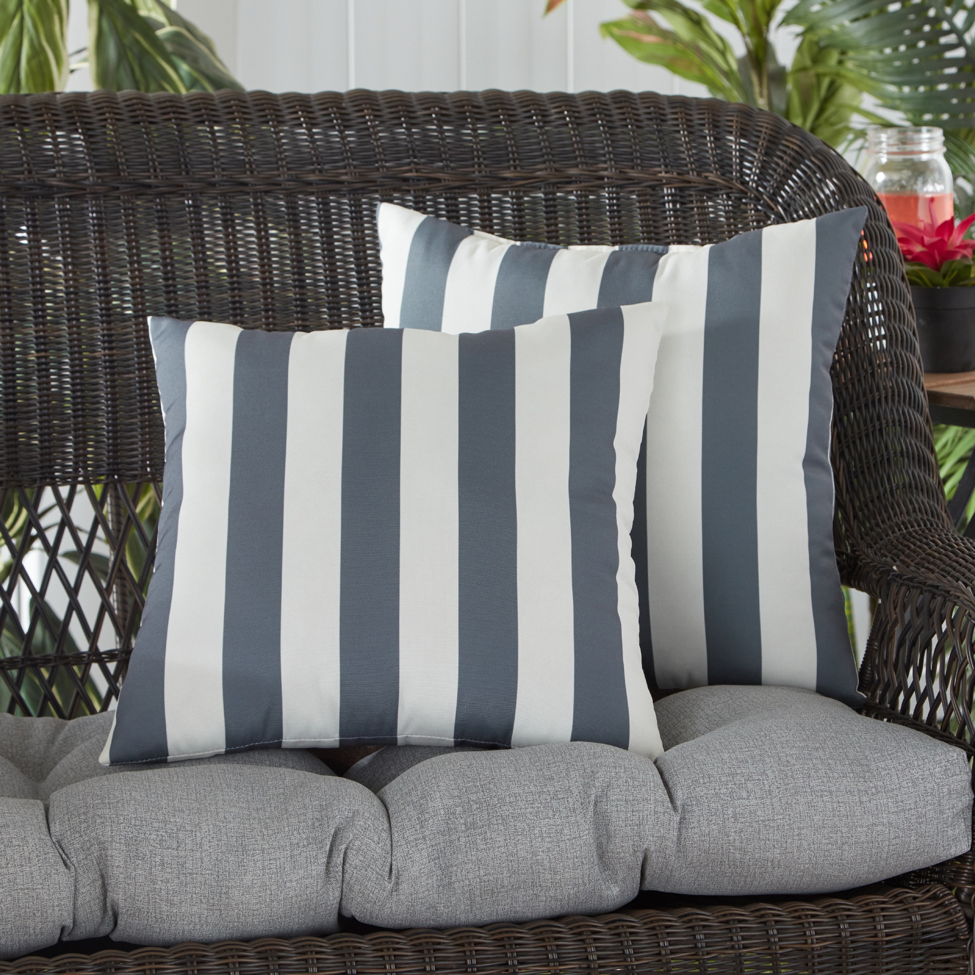 Greendale Home Fashions OC4803S2-CANOPY-GRAY Outdoor-Accent-Pillows - View #5