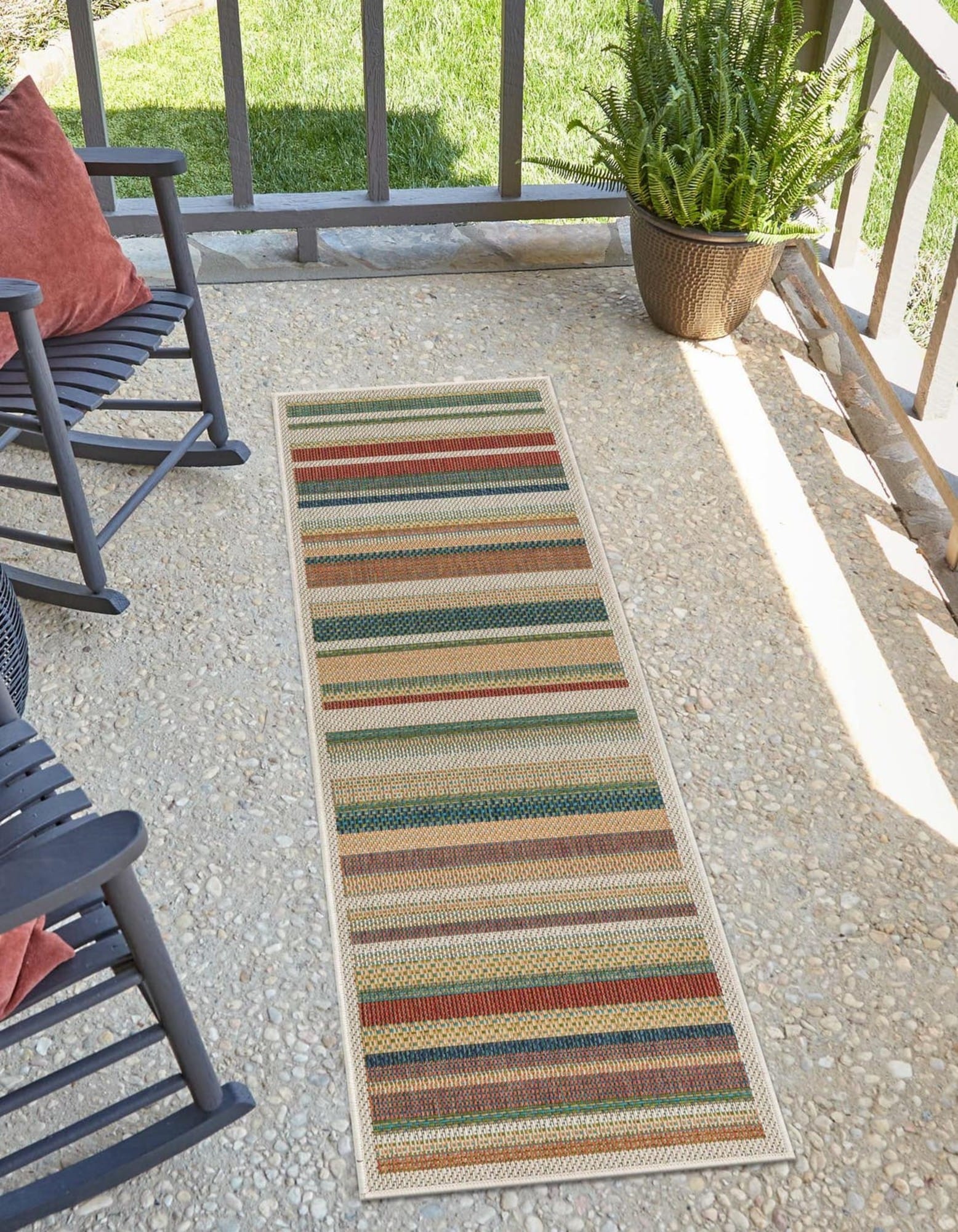 Unique Loom 3176935 Coronado Baja Outdoor 2 x 4 (ft) Loomed Polypropylene Multi Rectangular Indoor/Outdoor Stripe Coastal Runner rug