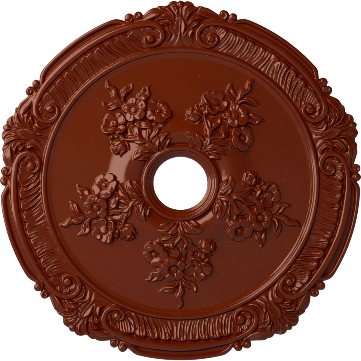 Ekena Millwork CM26ATFIF Attica with Rose 26-in W x 26-in L Painted Firebrick Polyurethane Whole Ceiling Medallion