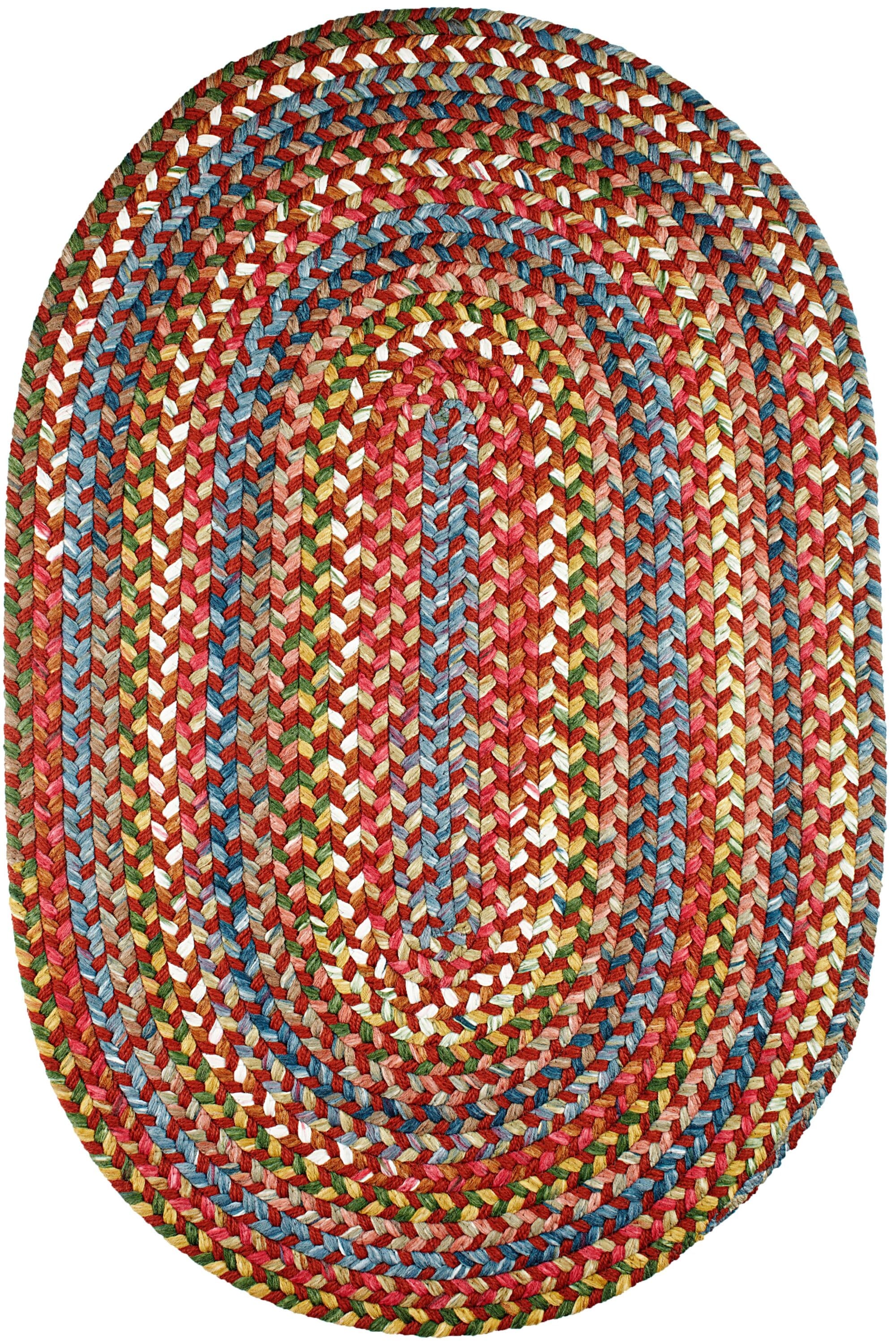 Rhody Rug CJ75R024X036 2 x 3 (ft) Braided Polypropylene Tawny Port Oval Indoor/Outdoor Geometric Area rug
