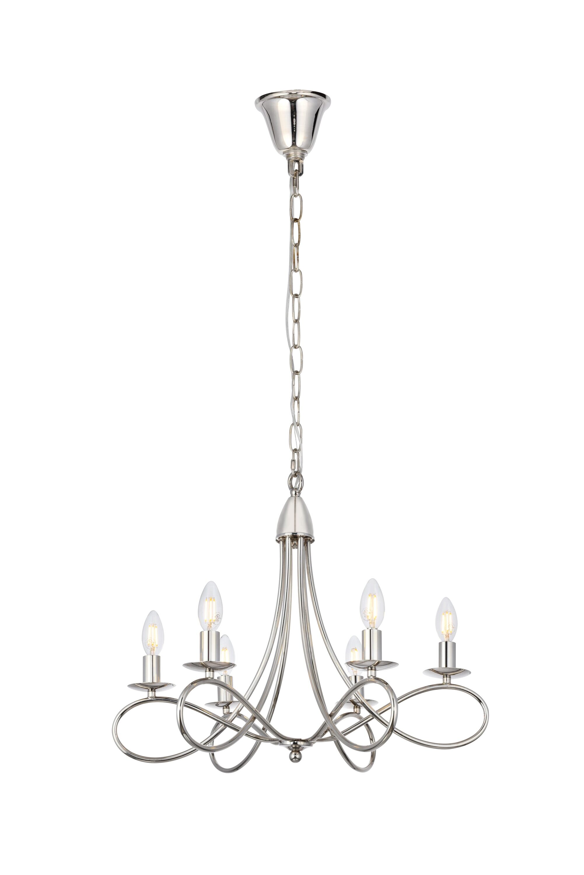 Lyndon Polished Nickel 6-Light Pendant Chandelier