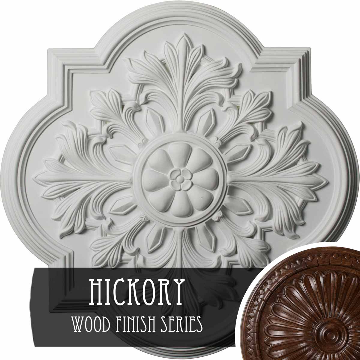Ekena Millwork CM20BOHIS Bonetti 20-in W x 20-in L Hickory Polyurethane Ceiling Medallion