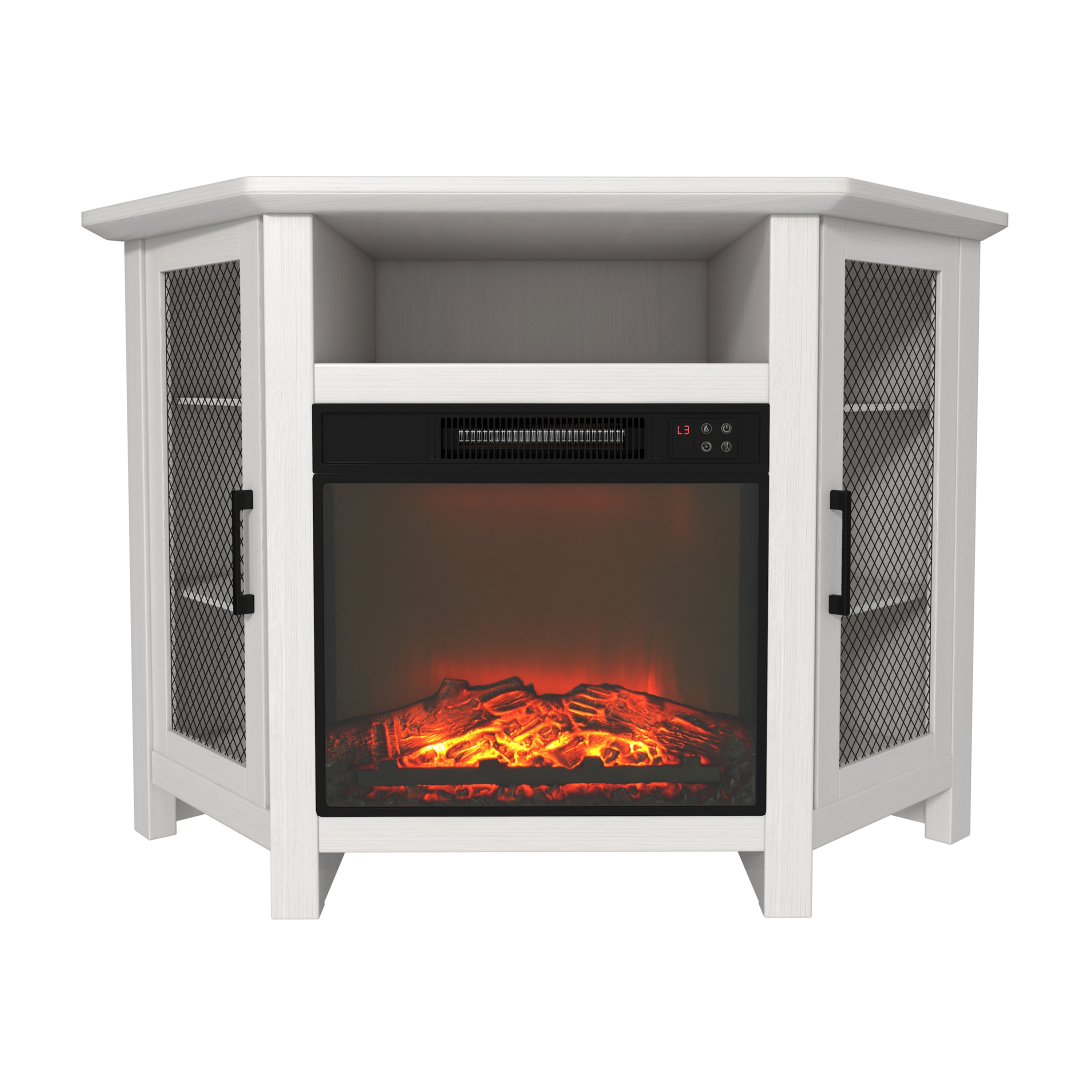 Mondawe MO-YL8S006 44.4-Inches W White TV Stand with Fan-forced Flat wall Electric Fireplace