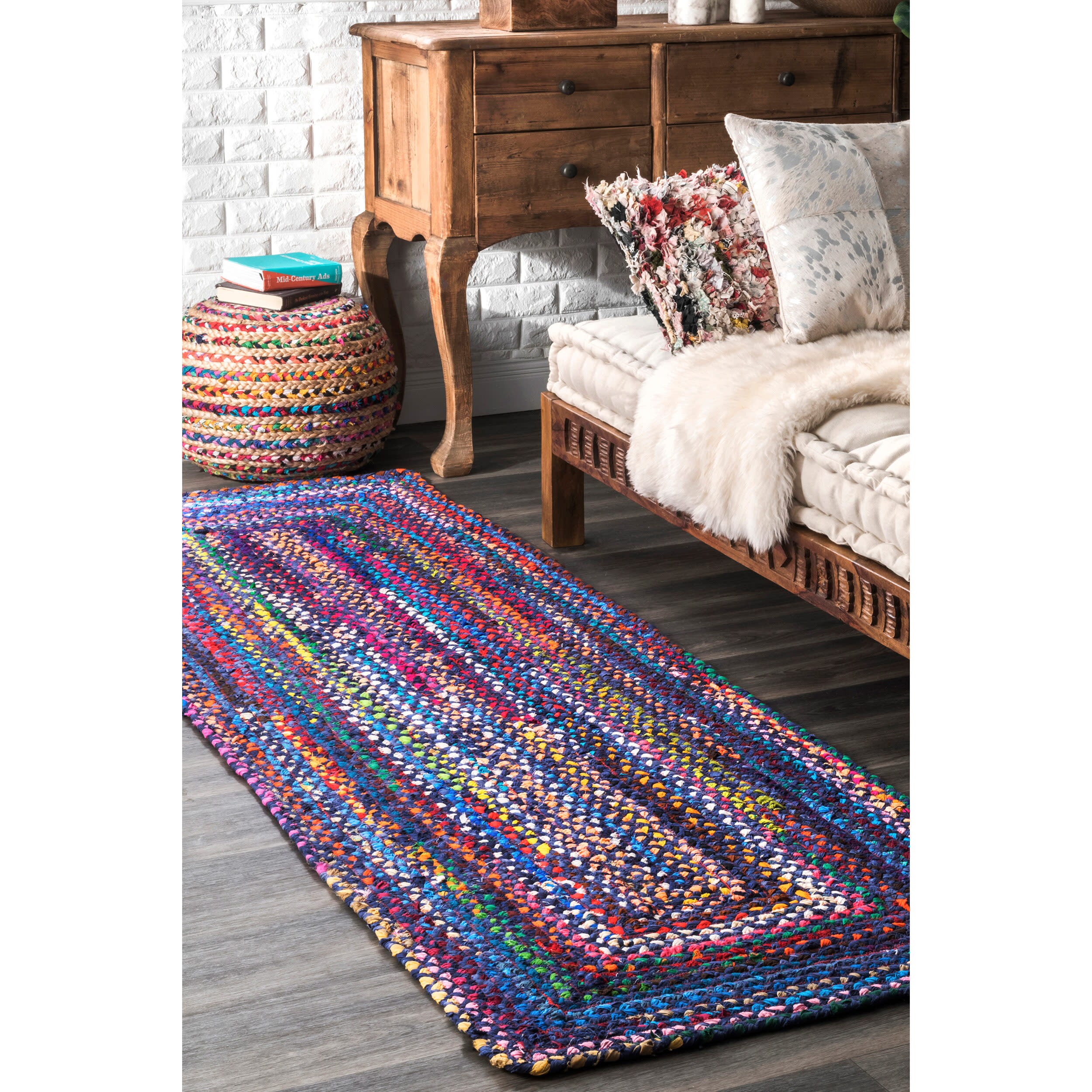 nuLOOM Tammara 2 X 8 (ft) Braided Blue Indoor Solid Runner Rug in the Rugs  department at