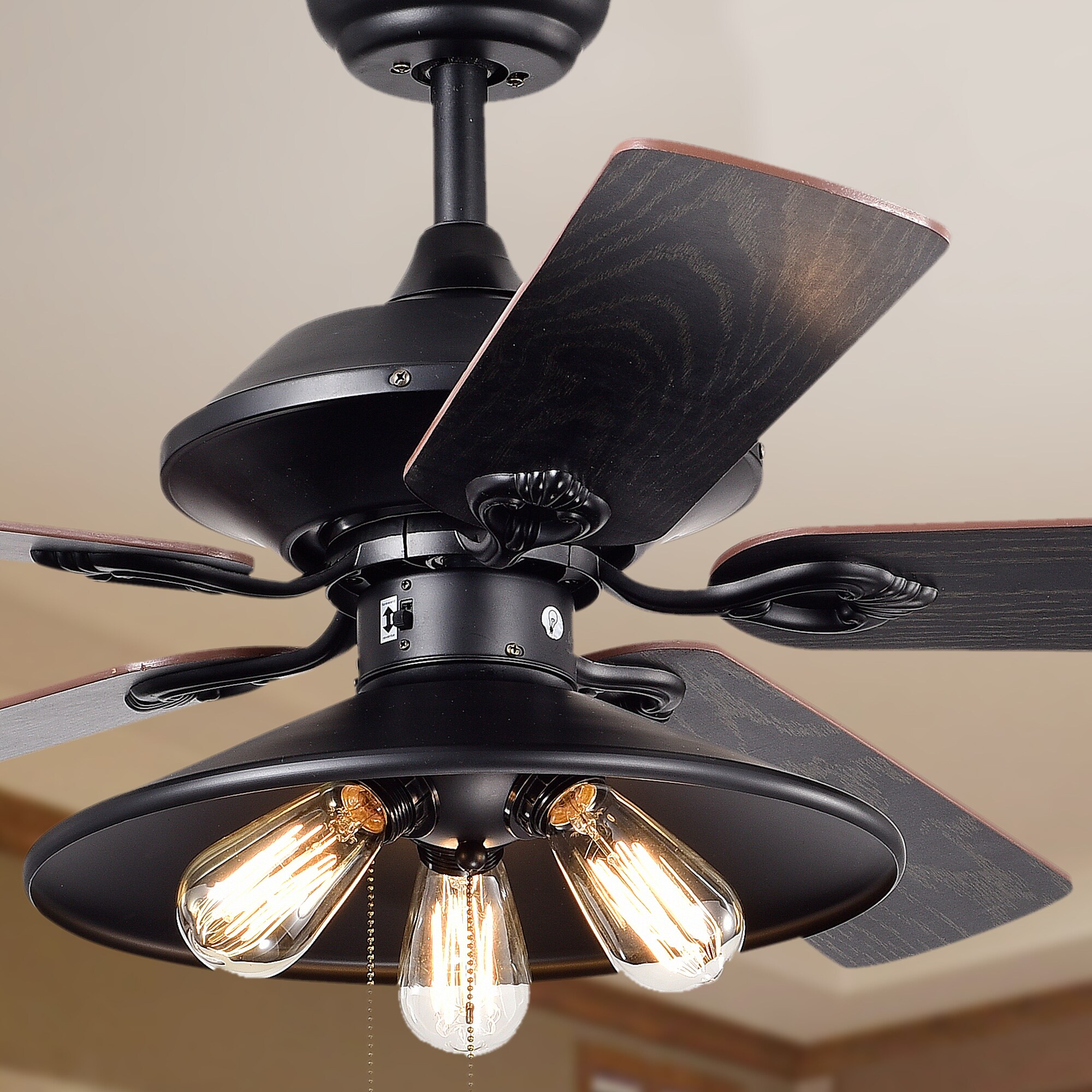 Home Accessories Inc 52-in Matte Black Indoor Ceiling Fan with