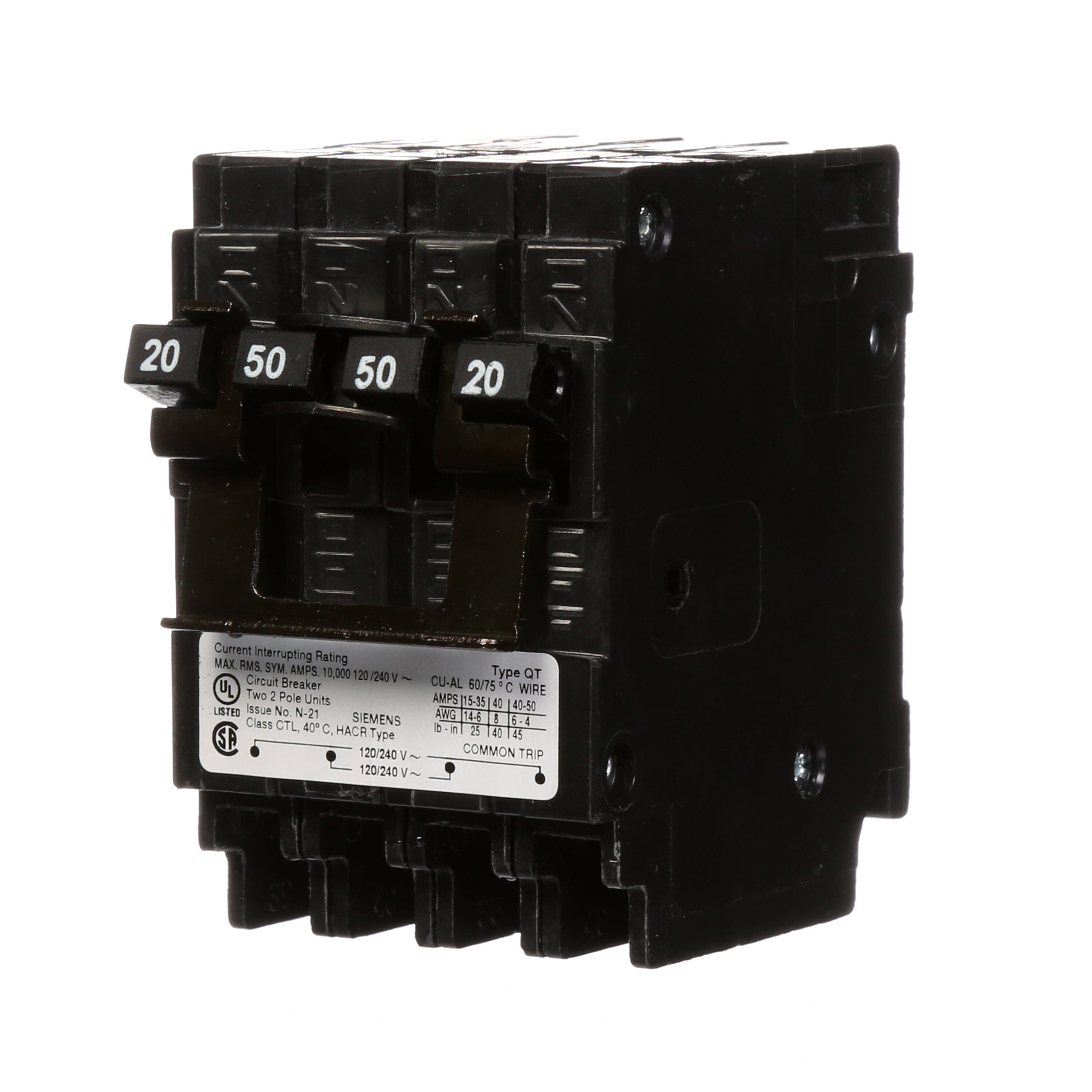 Siemens QT 20 amp 50 amp 4 Pole Quad Circuit Breaker in the