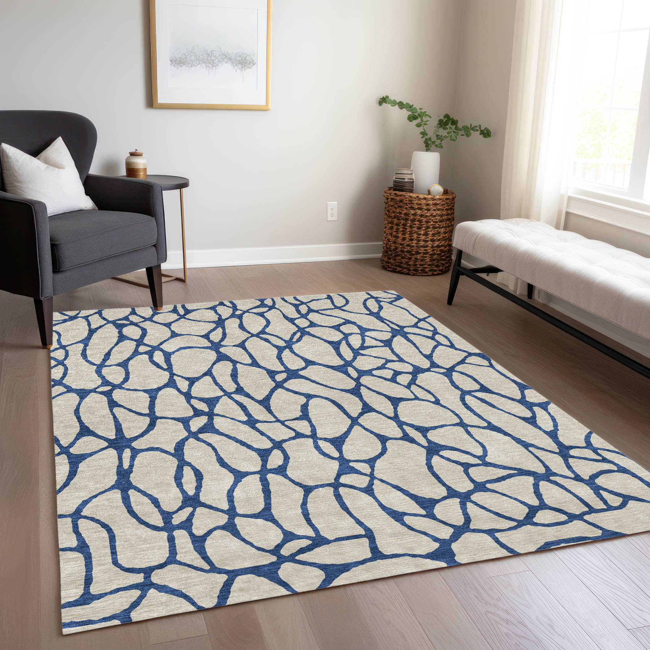 Addison Rugs ACN1023BG30X46 Chantille ACN1023BG 2 x 3 (ft) Polyester Beige Rectangular Indoor/Outdoor Geometric Machine washable Area rug