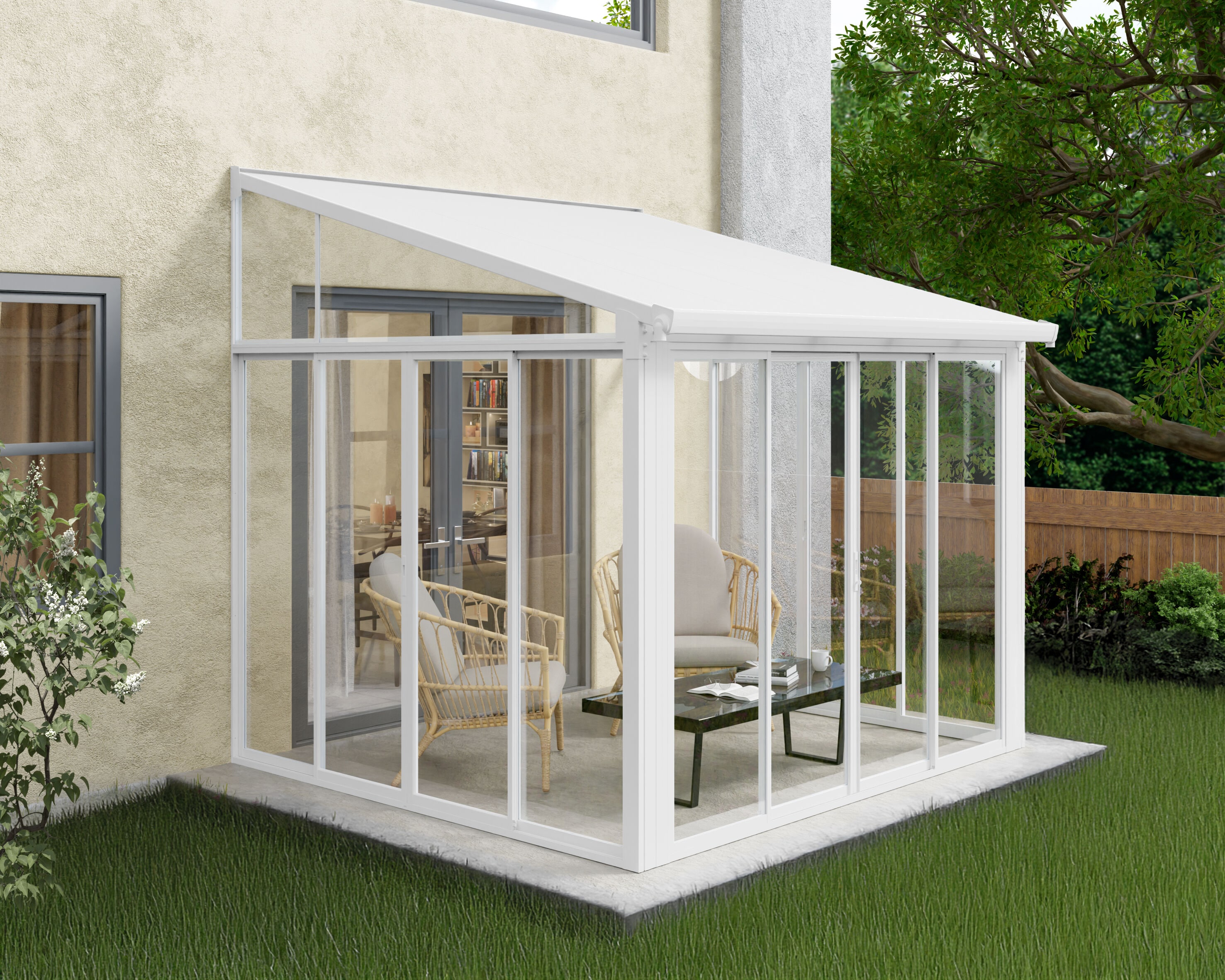 Canopia by Palram 707078 SanRemo Enclosure 10-ft x 10-ft White Frame/ White Panels Aluminum Patio cover ( 31-lb )