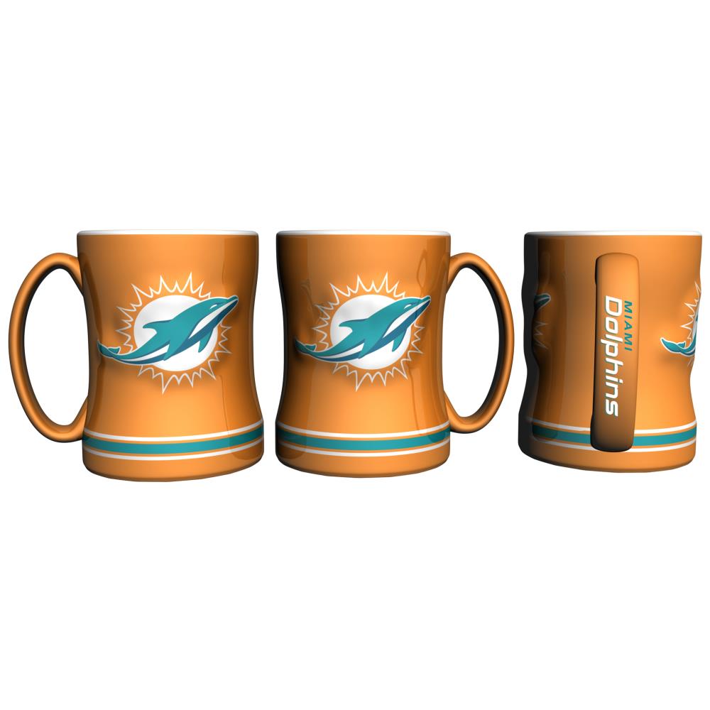 GREAT AMERICAN Miami Dolphins 15-fl oz Ceramic White/Orange Mug Set of: 2  at