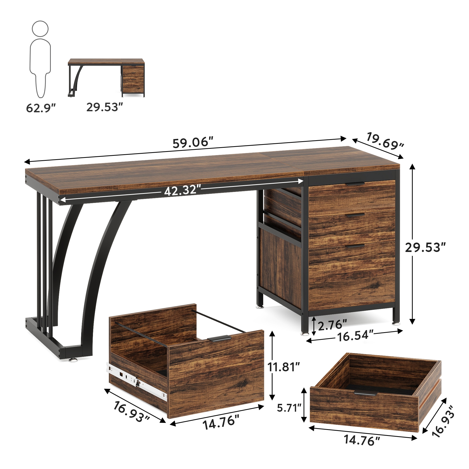 Fnova LWTJ-JW0650 Office-Tables - View #3