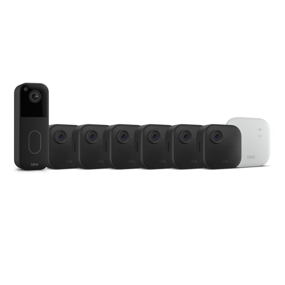 Blink  Outdoor 4 XR - Wireless Smart Security Camera 6-Pack + Video Doorbell, Black Bundle (Sync Module Core Included)