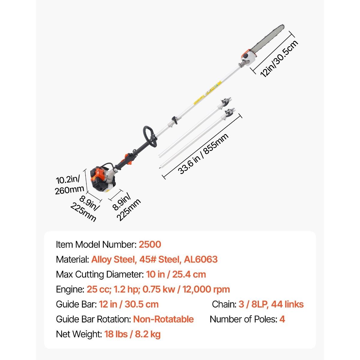 Tooliom D010275ECMX Cordless-Pole-Saw - View #7