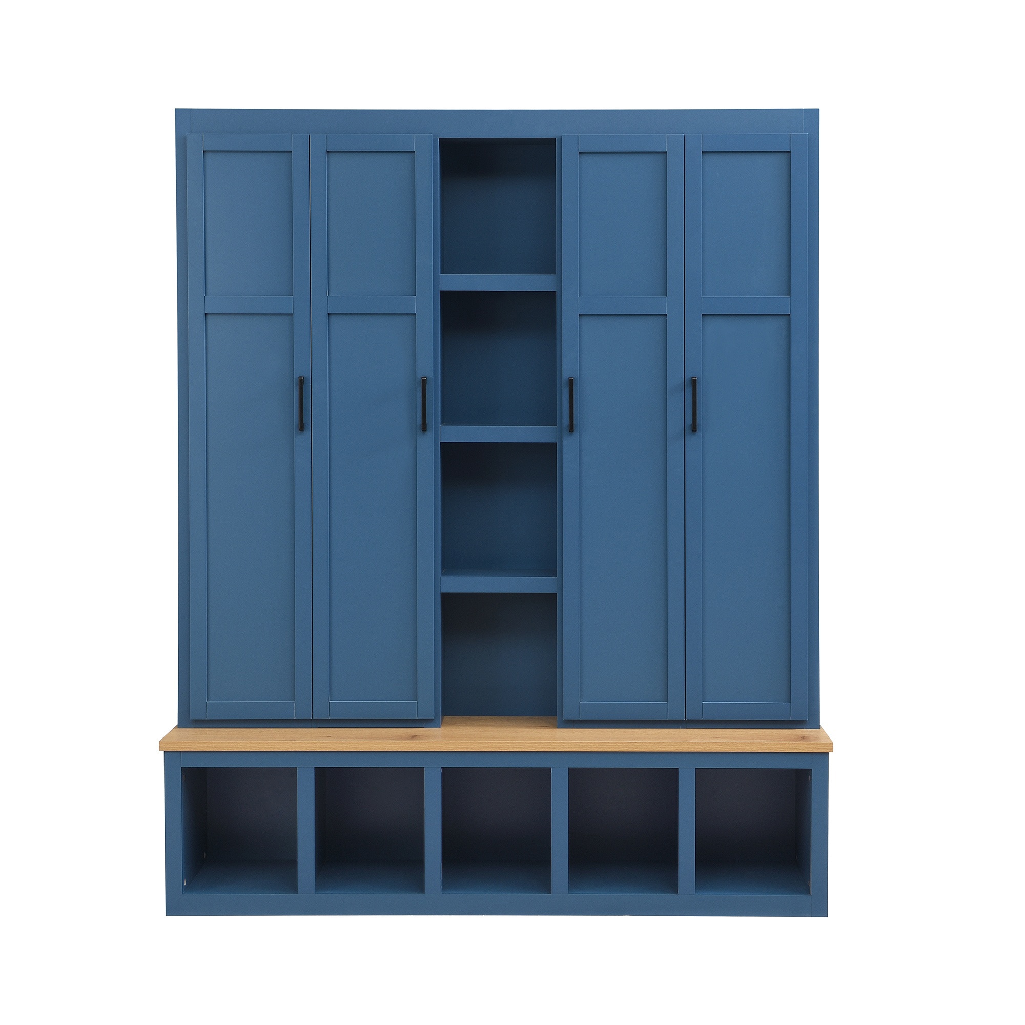 SINOFURN SYA390018WN Modern 62.9-in Blue MDF Wood Hall Tree