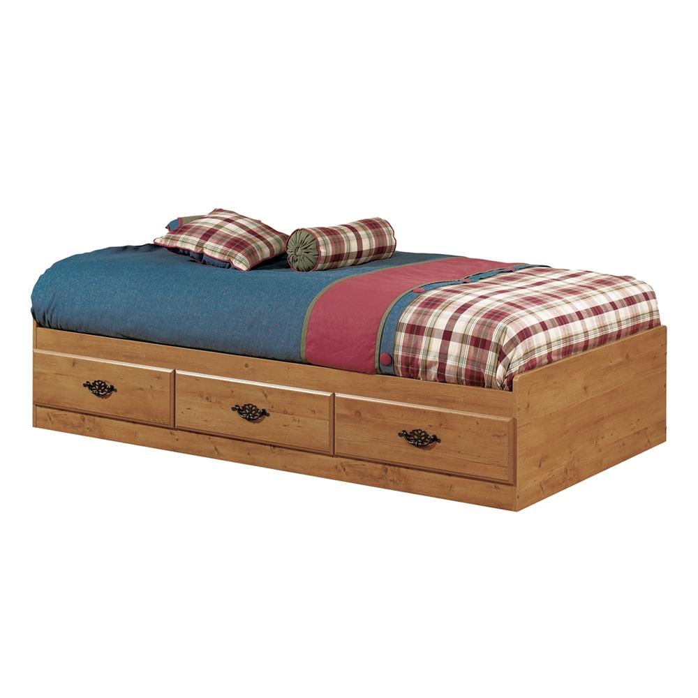 South Shore Prairie Twin Mates Bed with 3 Drawers in Country Pine 