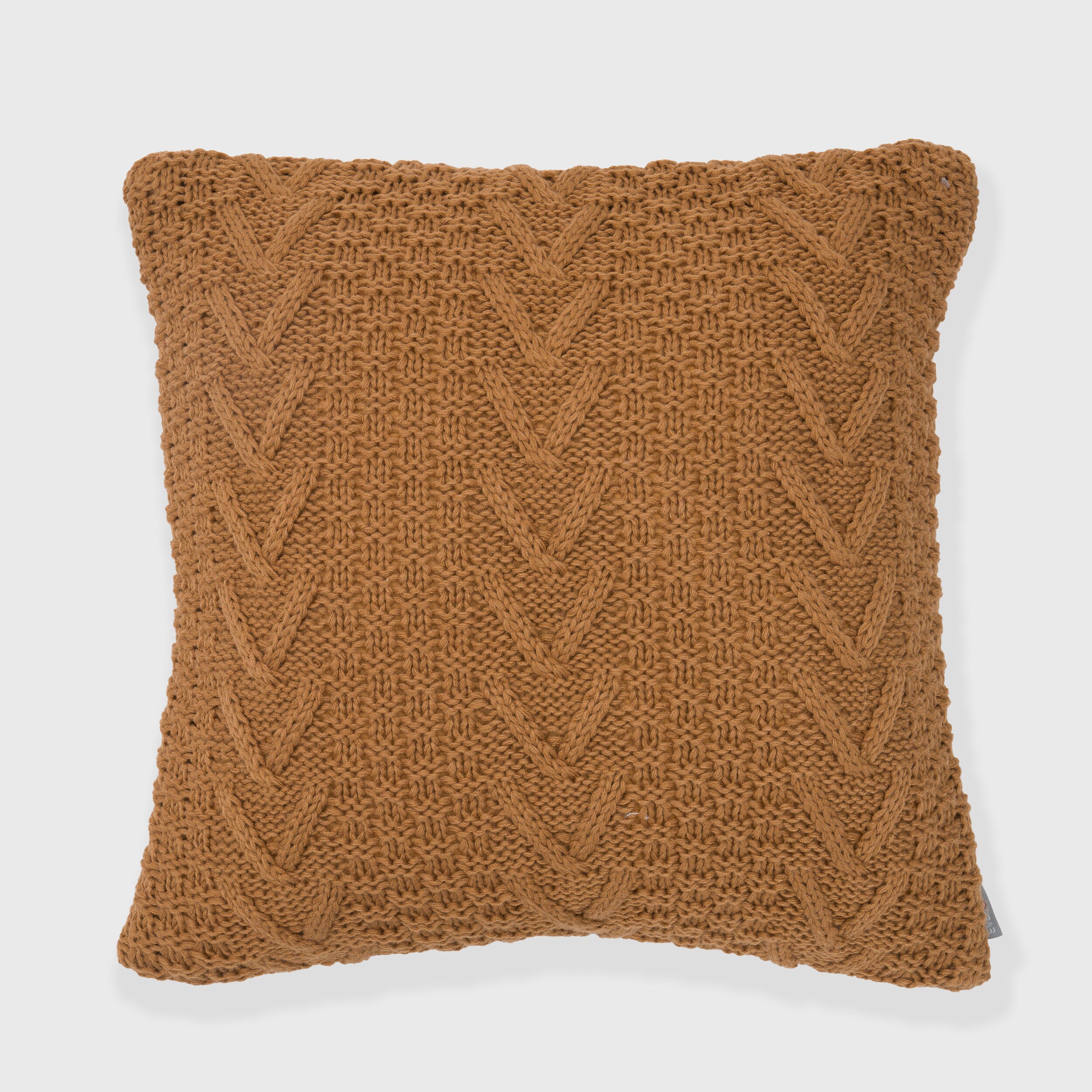 EVERGRACE EG7114819 Ratree Chunky 20-in x 20-in Glazed Ginger Square Indoor Decorative Pillow