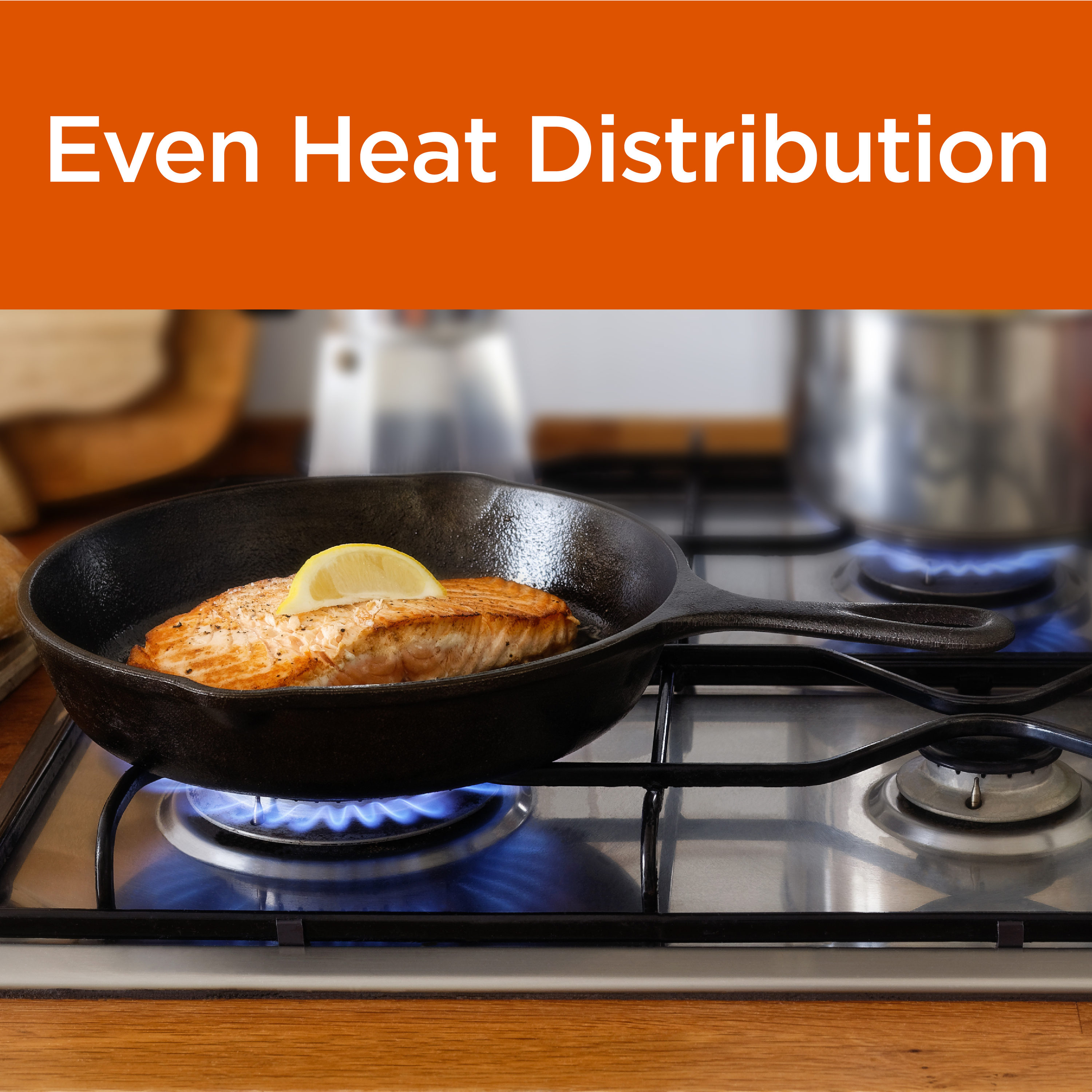 Pre-Seasoned Cast Iron Skillet Oven Safe Cookware Heat-Resistant