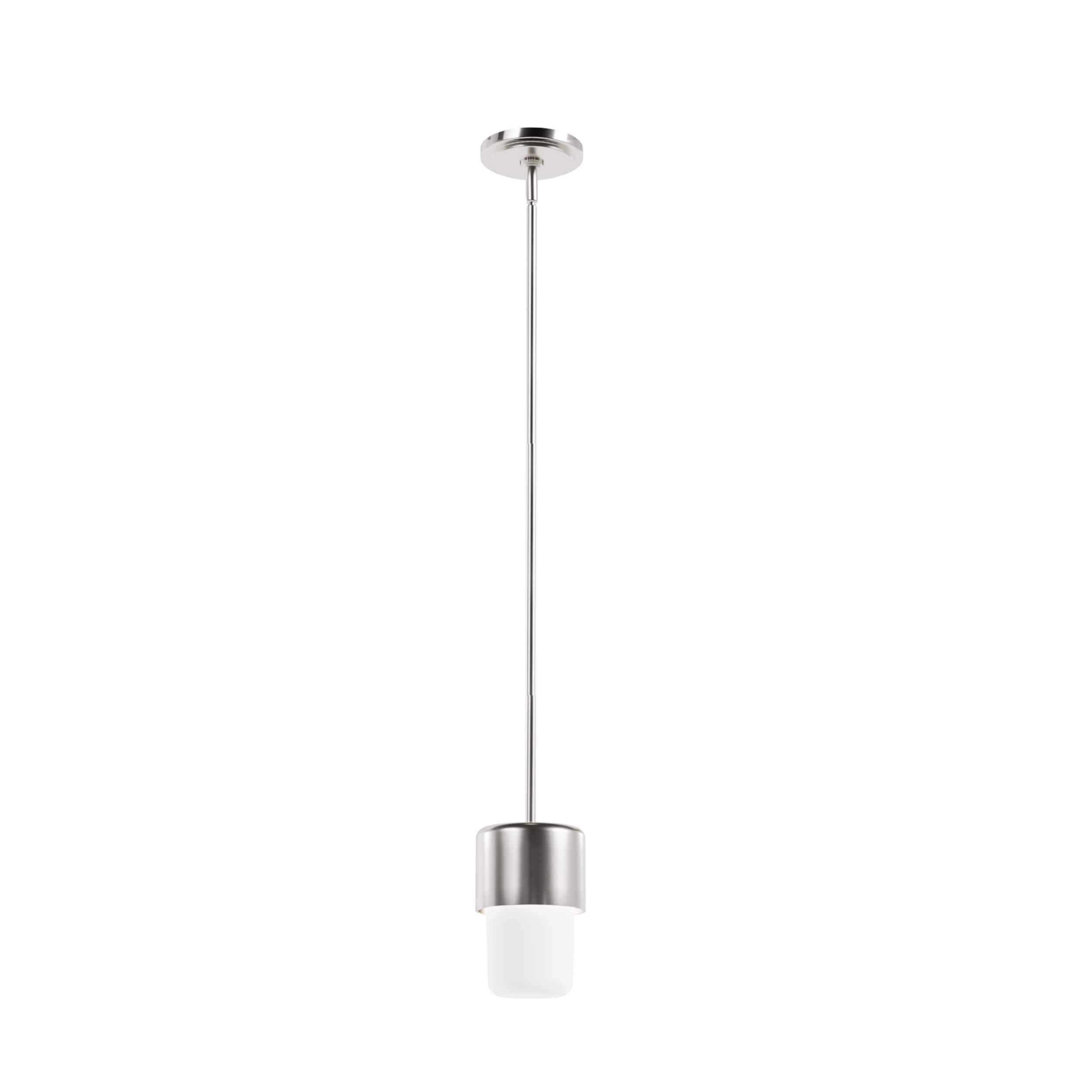 Hunter 19278 Station 1 -Light Brushed Nickel Modern/contemporary Frosted glass Cylinder Mini Hanging Pendant light