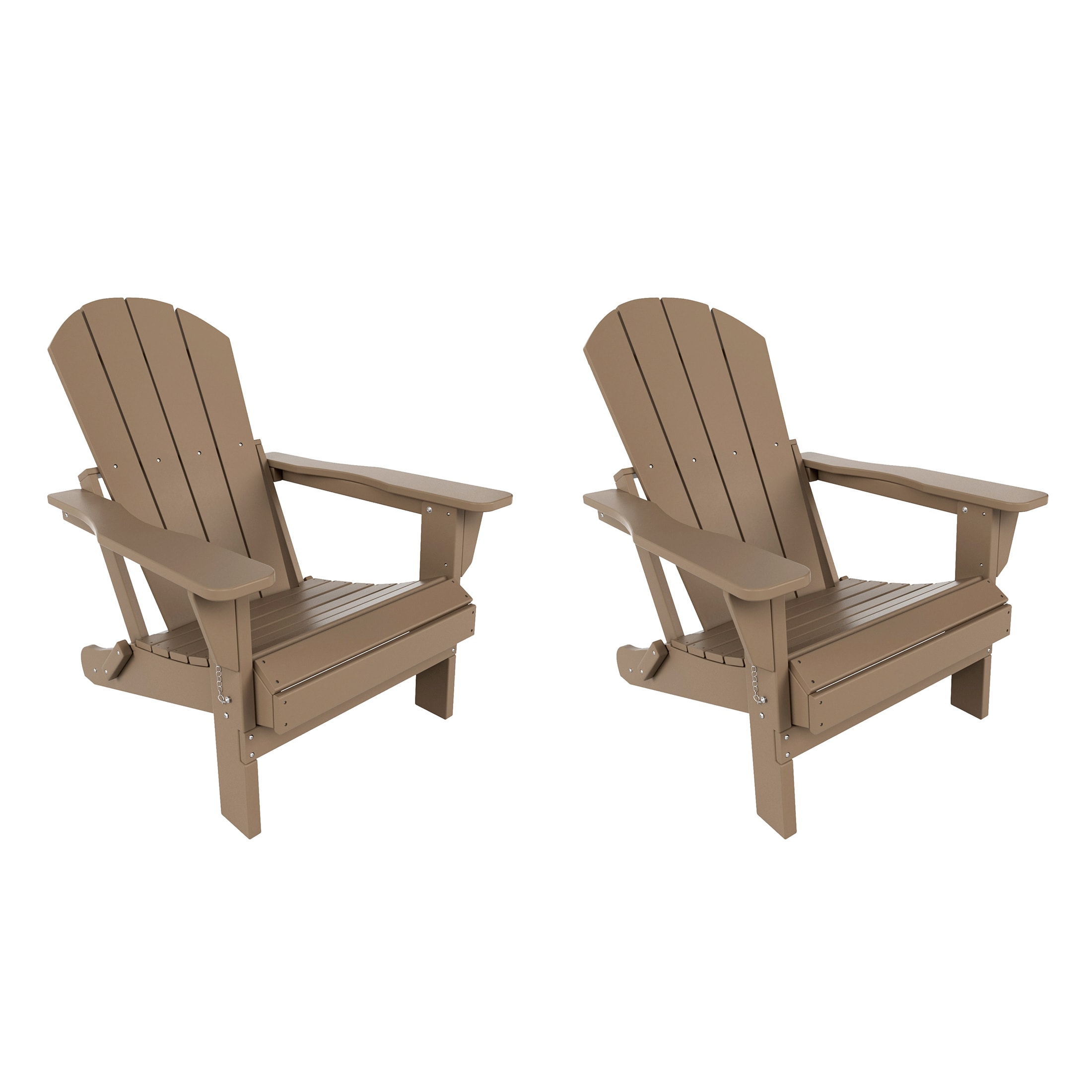 Westin Furniture 2001262-2 Laguna Set of 2 Weathered Wood HDPE Frame Stationary Adirondack Chair with Slat Seat
