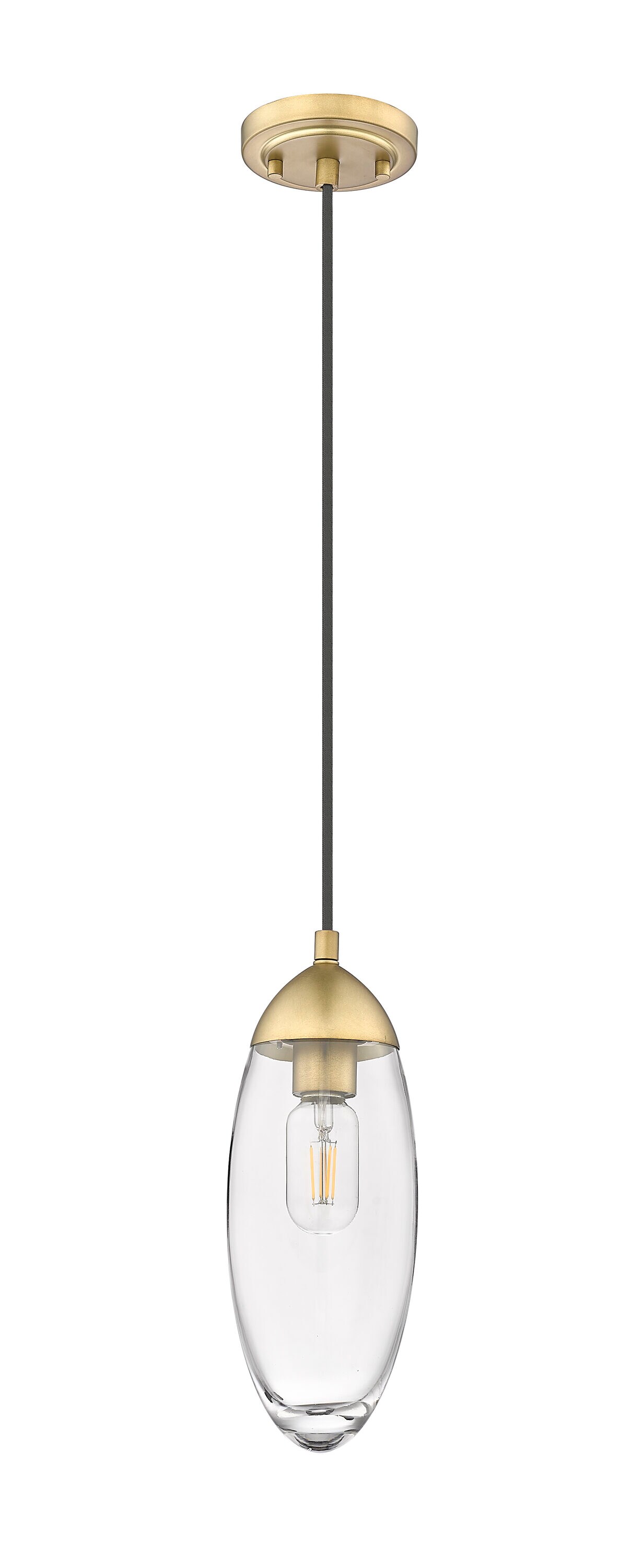 Arden Teardrop Pendant Light in Rubbed Brass with Glass Shade