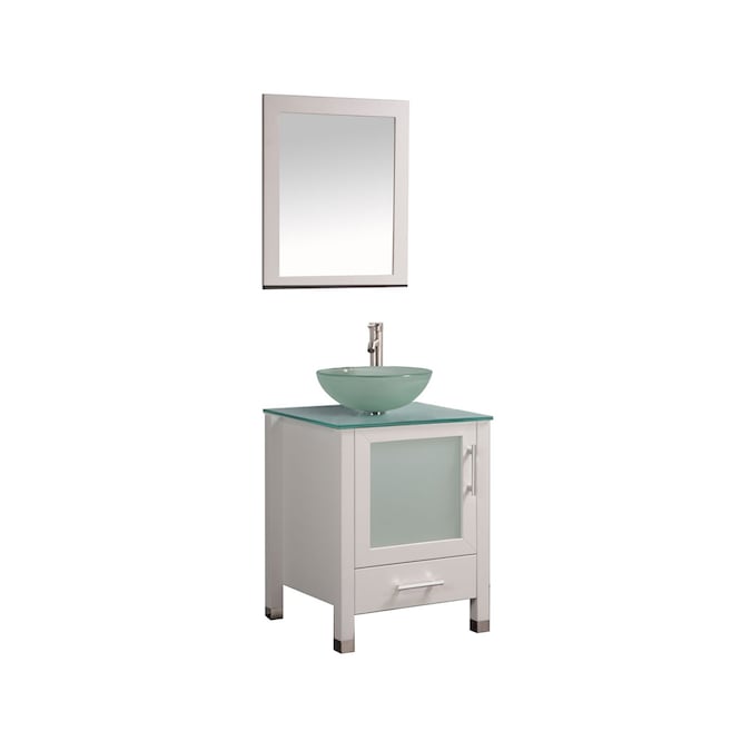 Mtd Vanities 24 In White Single Sink, Bathroom Vanity Glass Top