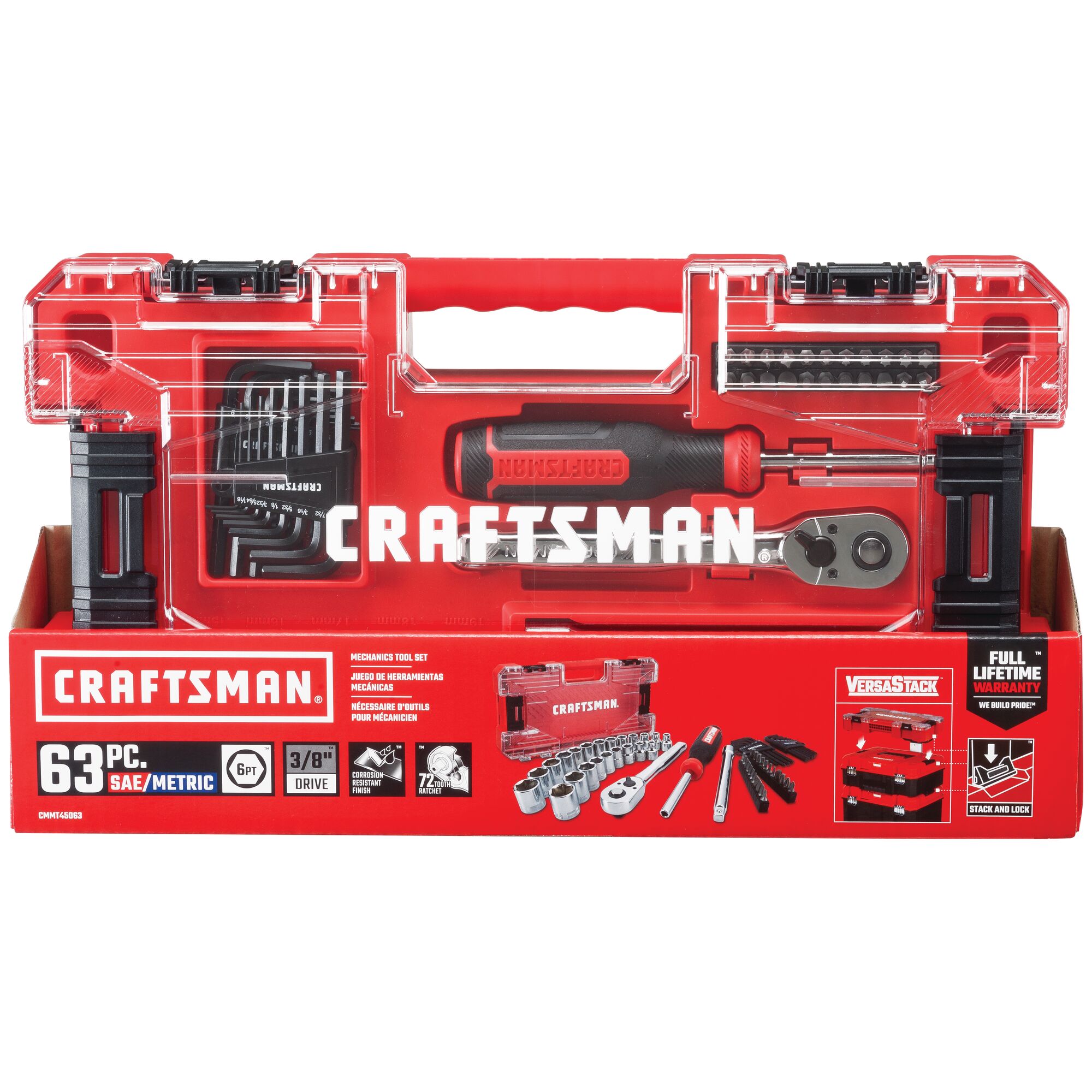 CRAFTSMAN 63-Piece Standard (SAE) and Metric Combination Chrome
