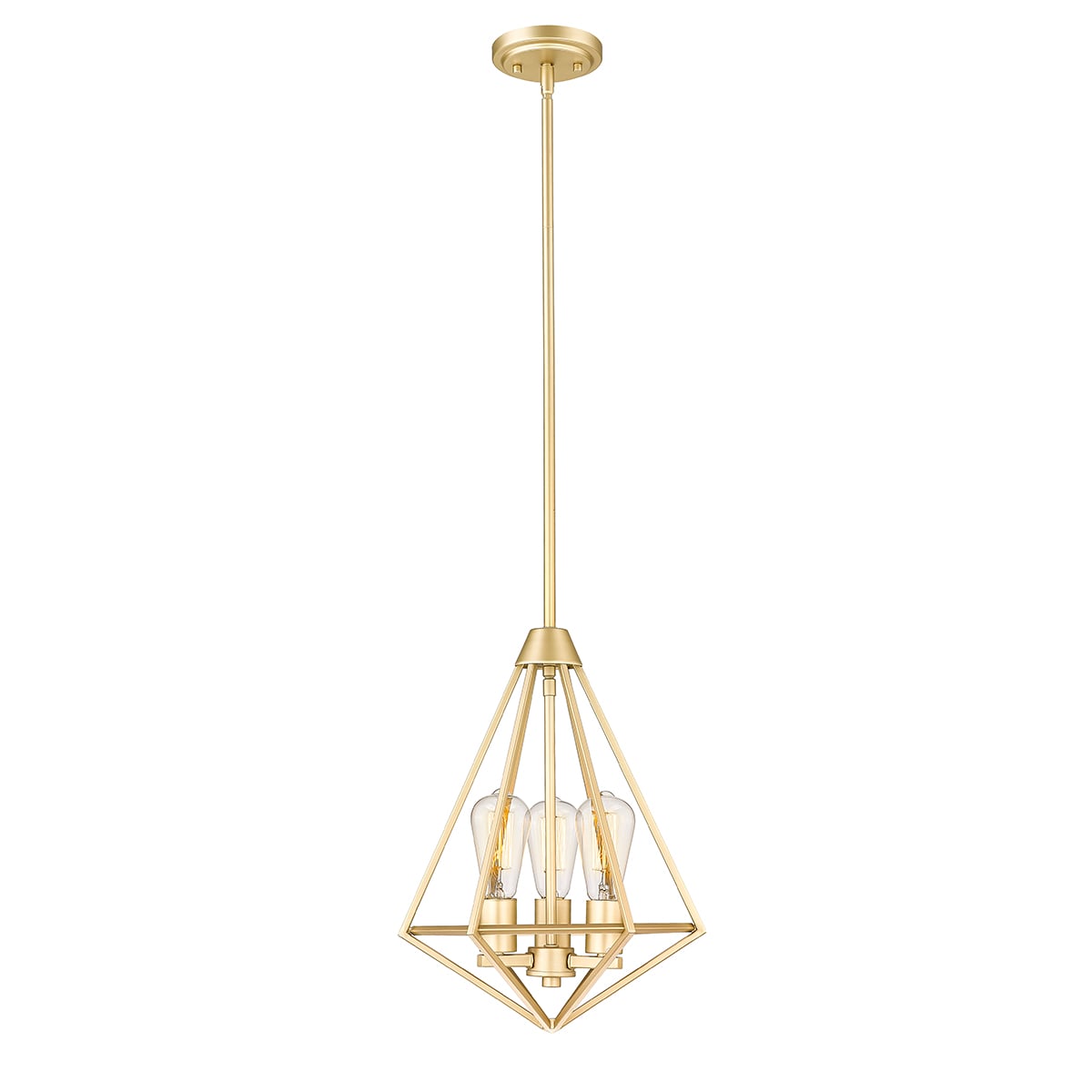 Faceted Diamond-Shaped Modern Gold Pendant Light 13x17.29"
